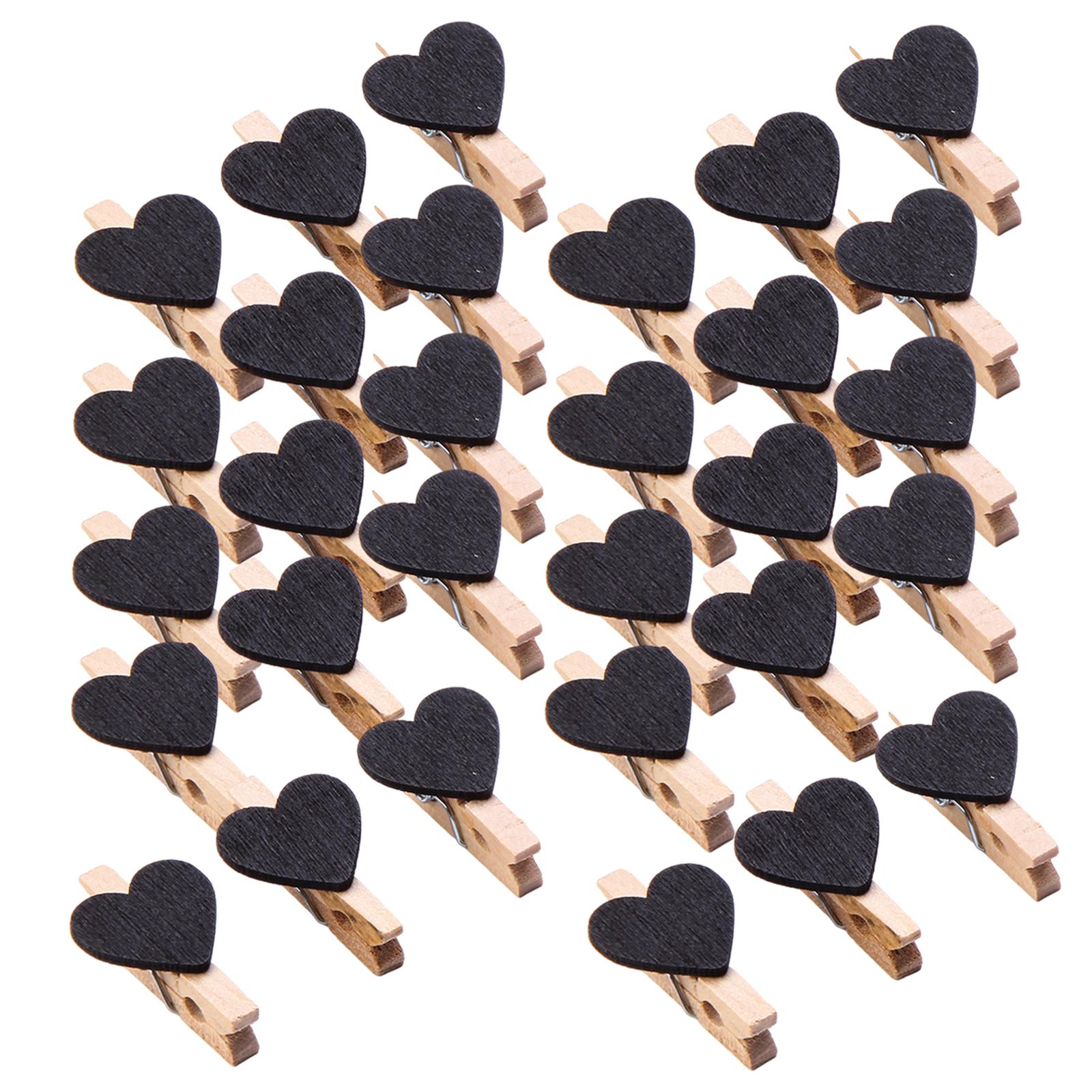 30pcs Mini Wooden Clothes Photo Paper Peg Clothespin Craft Clips 30MM Black