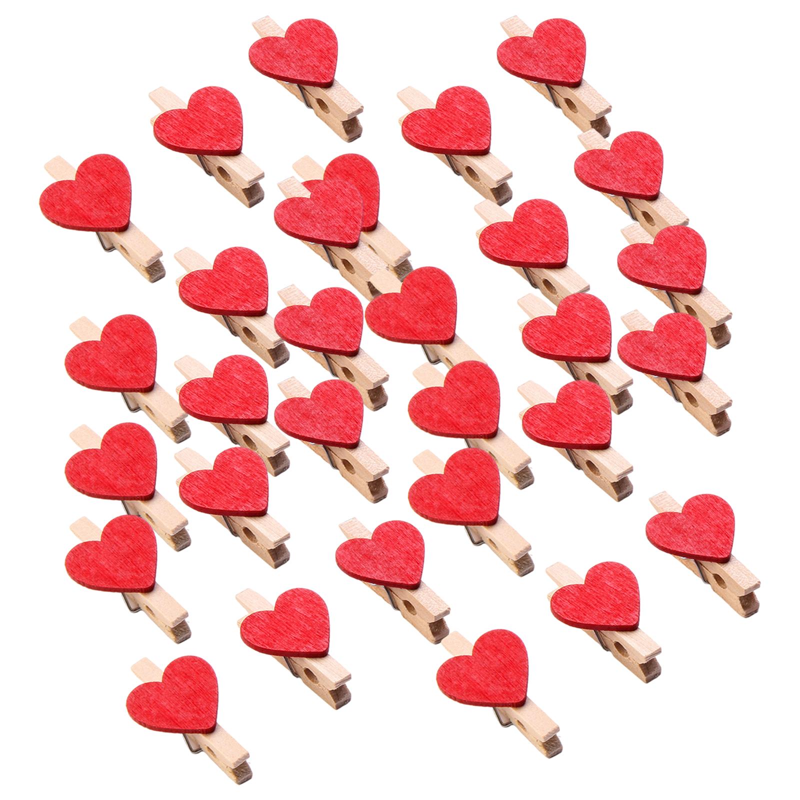 30pcs Mini Wooden Clothes Photo Paper Peg Clothespin Craft Clips 30MM Red