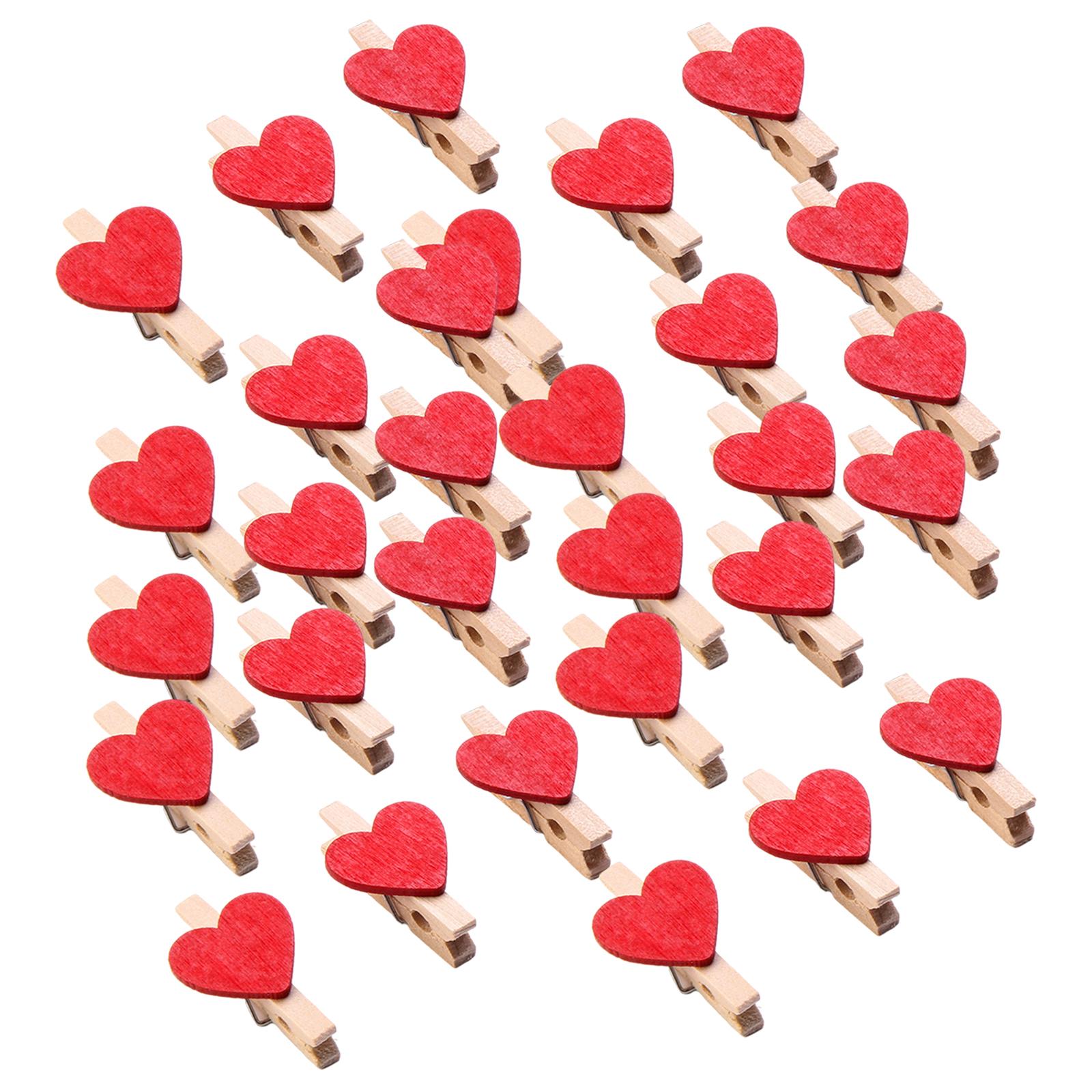 30pcs Mini Wooden Clothes Photo Paper Peg Clothespin Craft Clips 30MM Red
