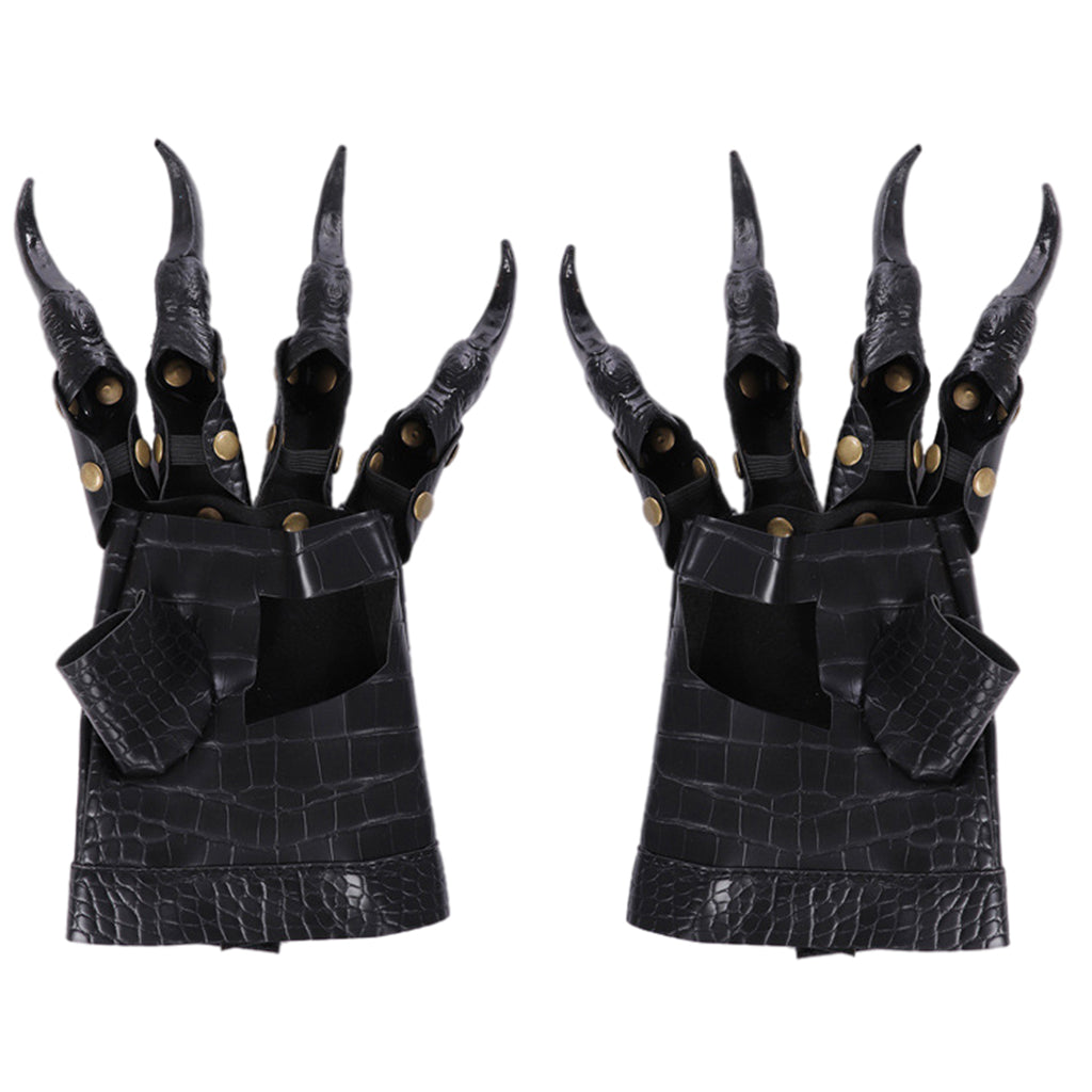 PU Halloween Dragon Claw Gloves Black Mittens Adjustable Costume Prank Mitts