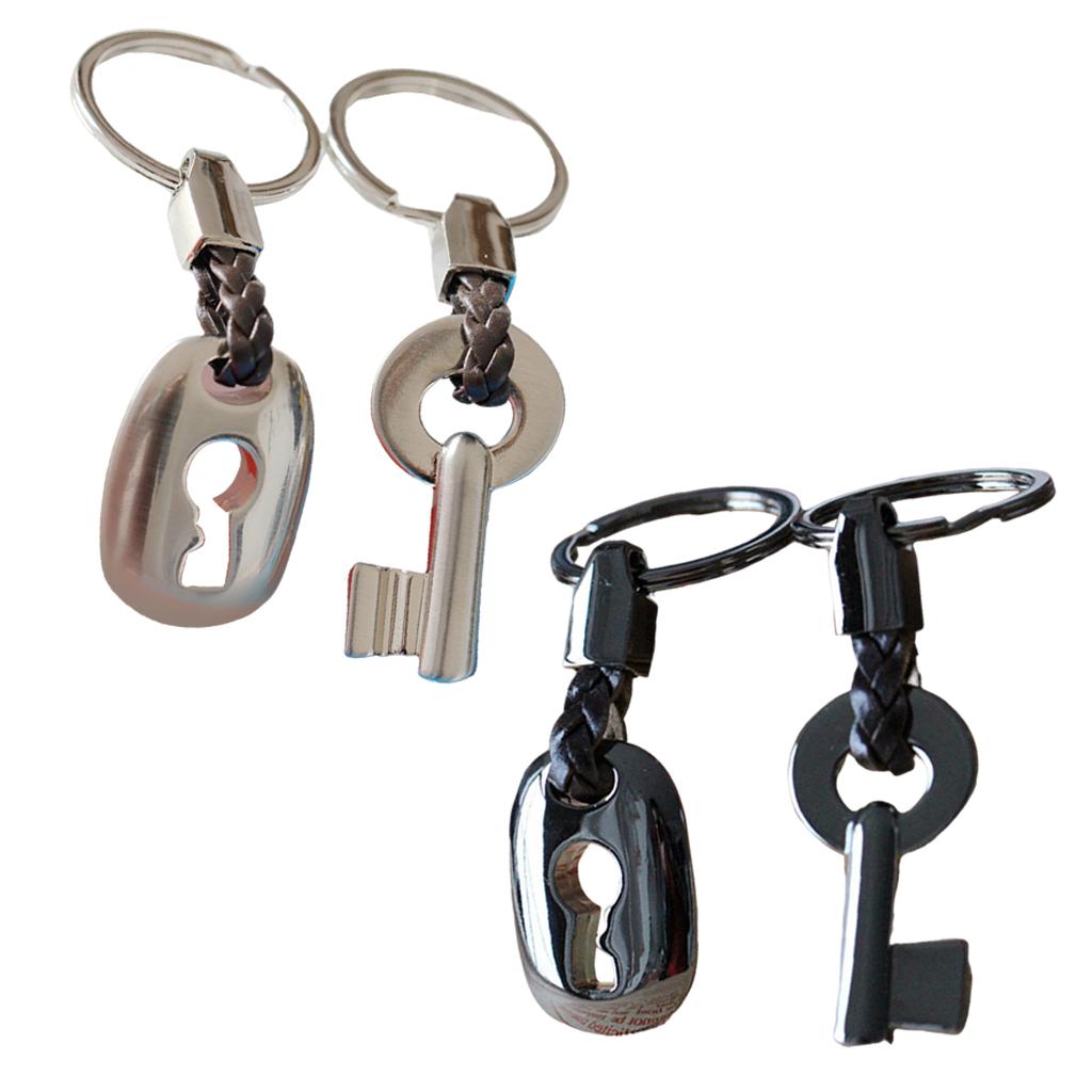 Couple Keychain Metal Split Rings Wedding Key Chain Keyrings Gift Silver
