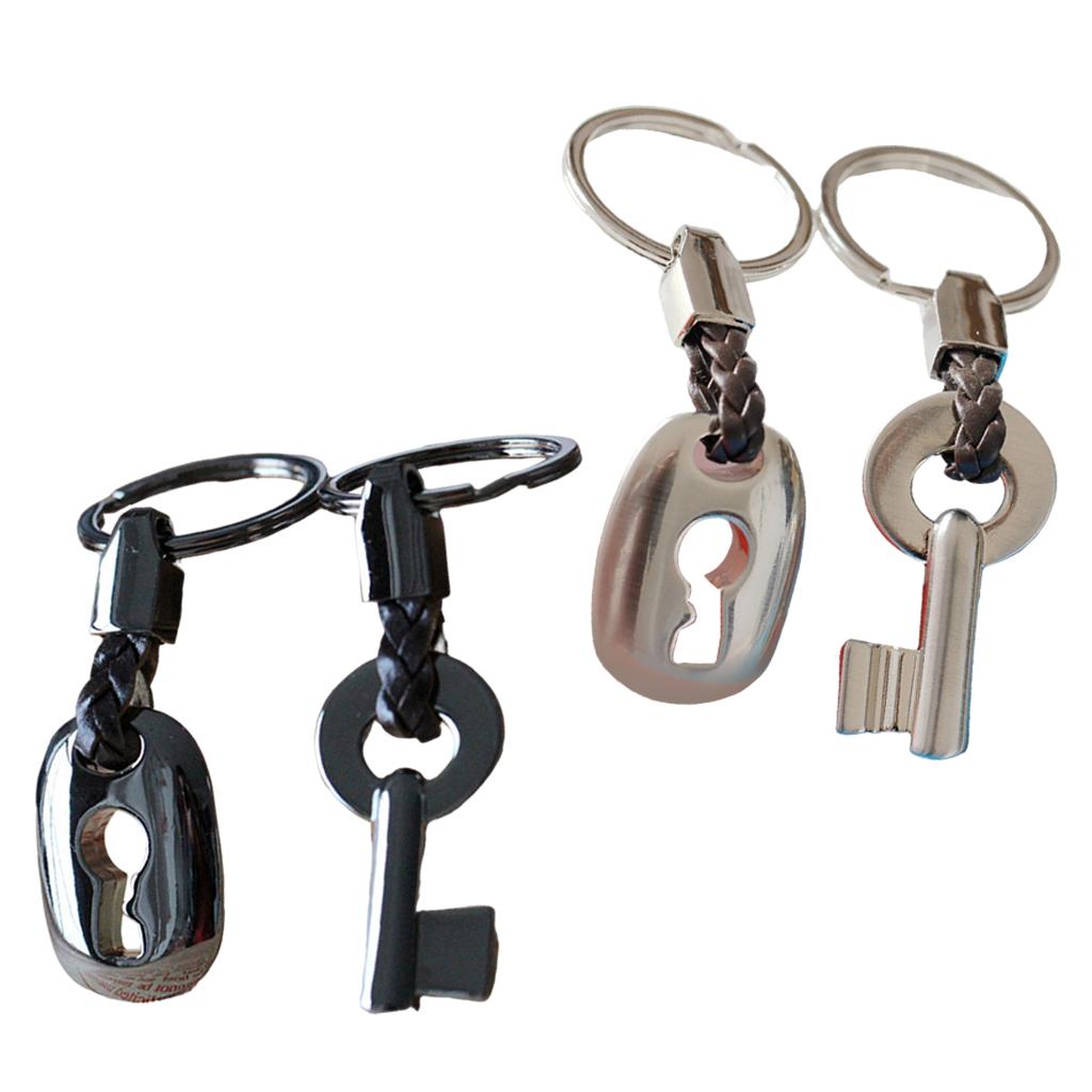 Couple Keychain Metal Split Rings Wedding Key Chain Keyrings Gift Silver