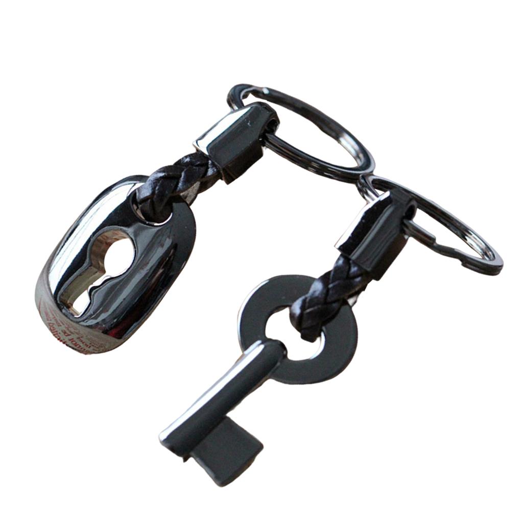 Couple Keychain Metal Split Rings Wedding Key Chain Keyrings Gift Black