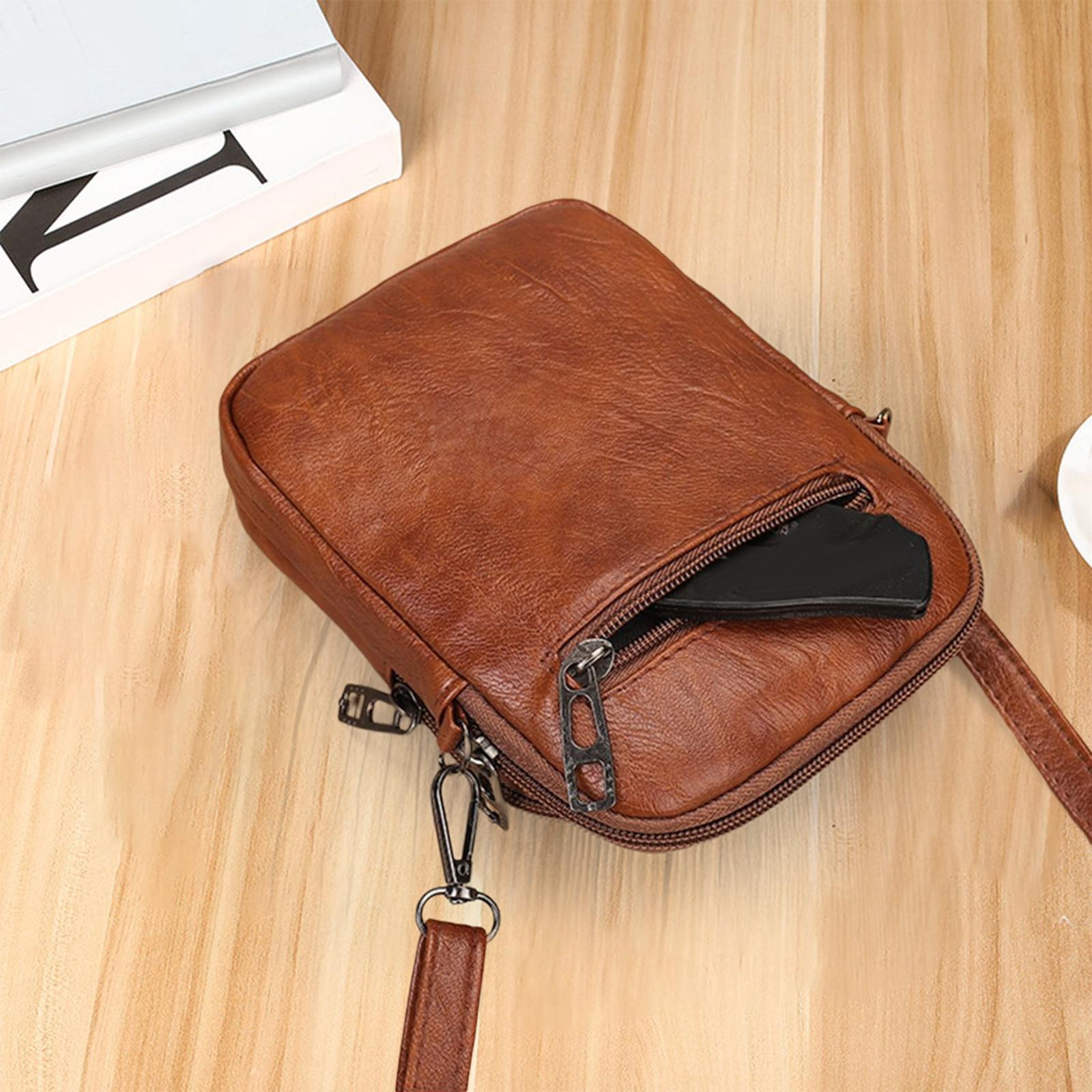 Women Crossbody Cell Phone Bag Shoulder Bag Cellphone Cards Wallet Bag Brown