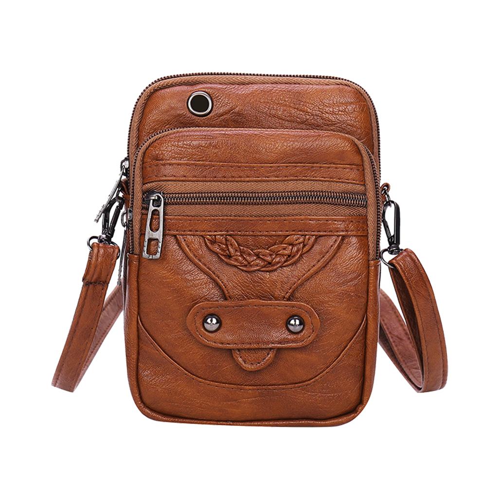 Women Crossbody Cell Phone Bag Shoulder Bag Cellphone Cards Wallet Bag Brown