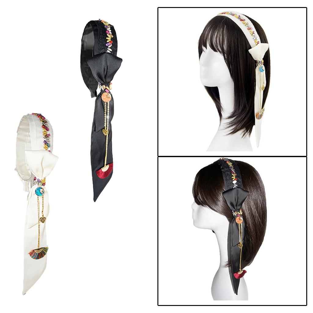 Wide Beaded Headband Women Fashion Hairband Headwear Hair Accessories White