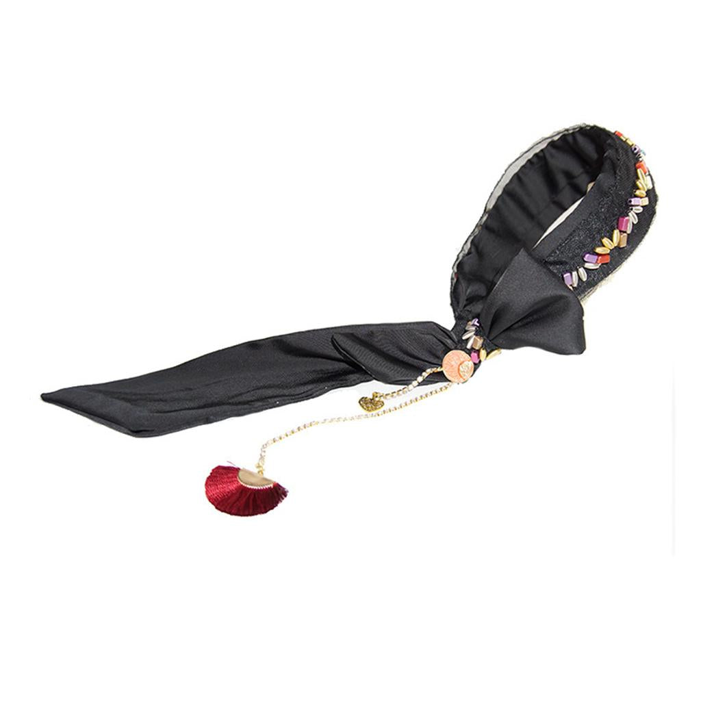 Wide Beaded Headband Women Fashion Hairband Headwear Hair Accessories Black