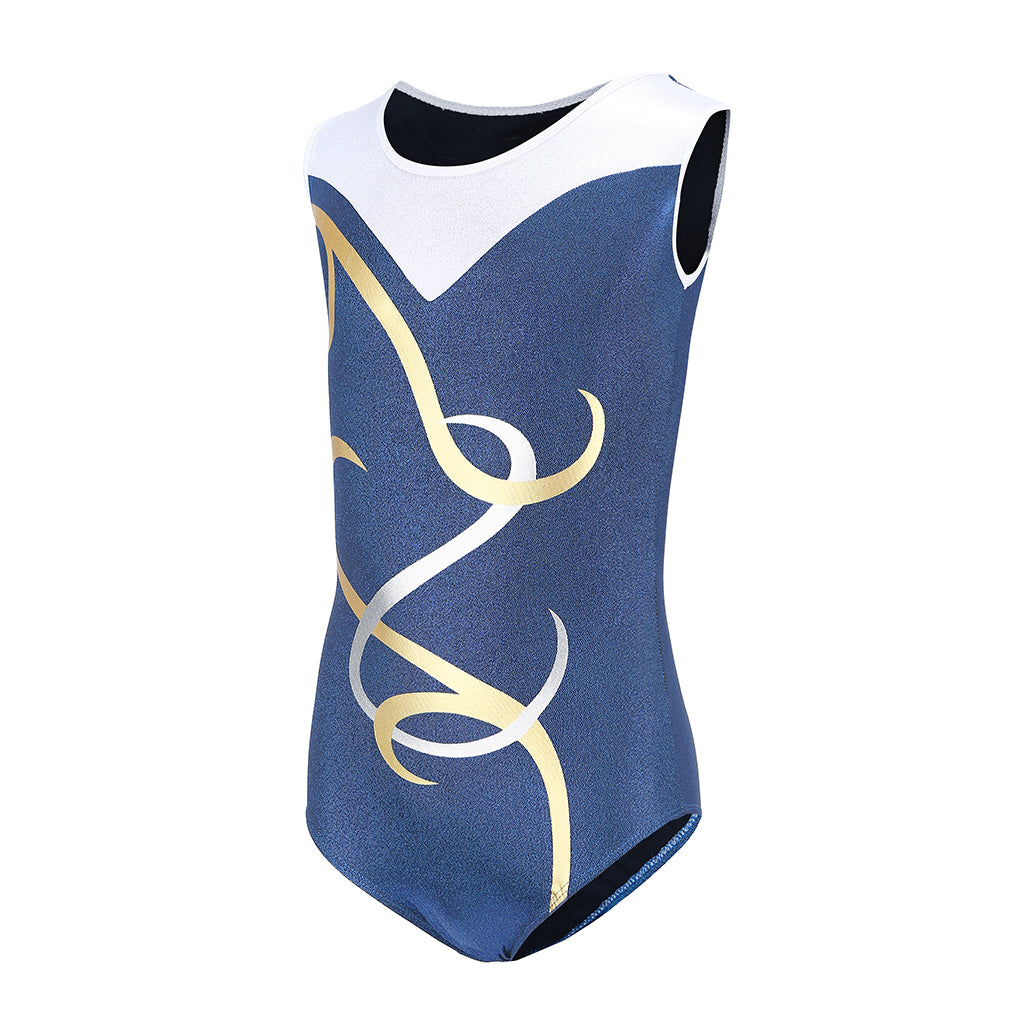 Girls Gymnastic Leotard Athletic Rompers for Dance Dark Blue 8 (7-8Y)