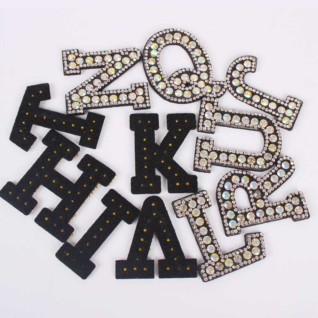 26pcs English Alphabet Patches Sew On Letter Applique for Jeans Black