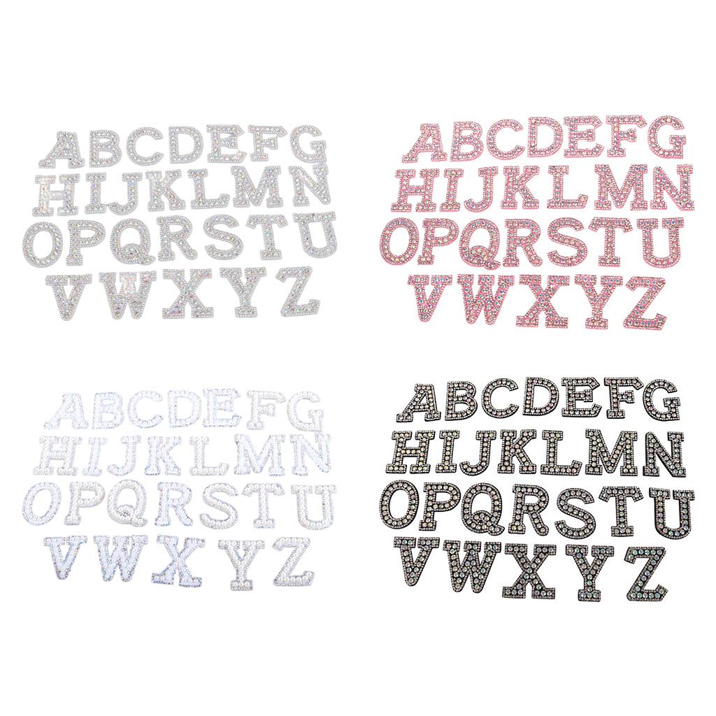 26pcs English Alphabet Patches Sew On Letter Applique for Jeans Black