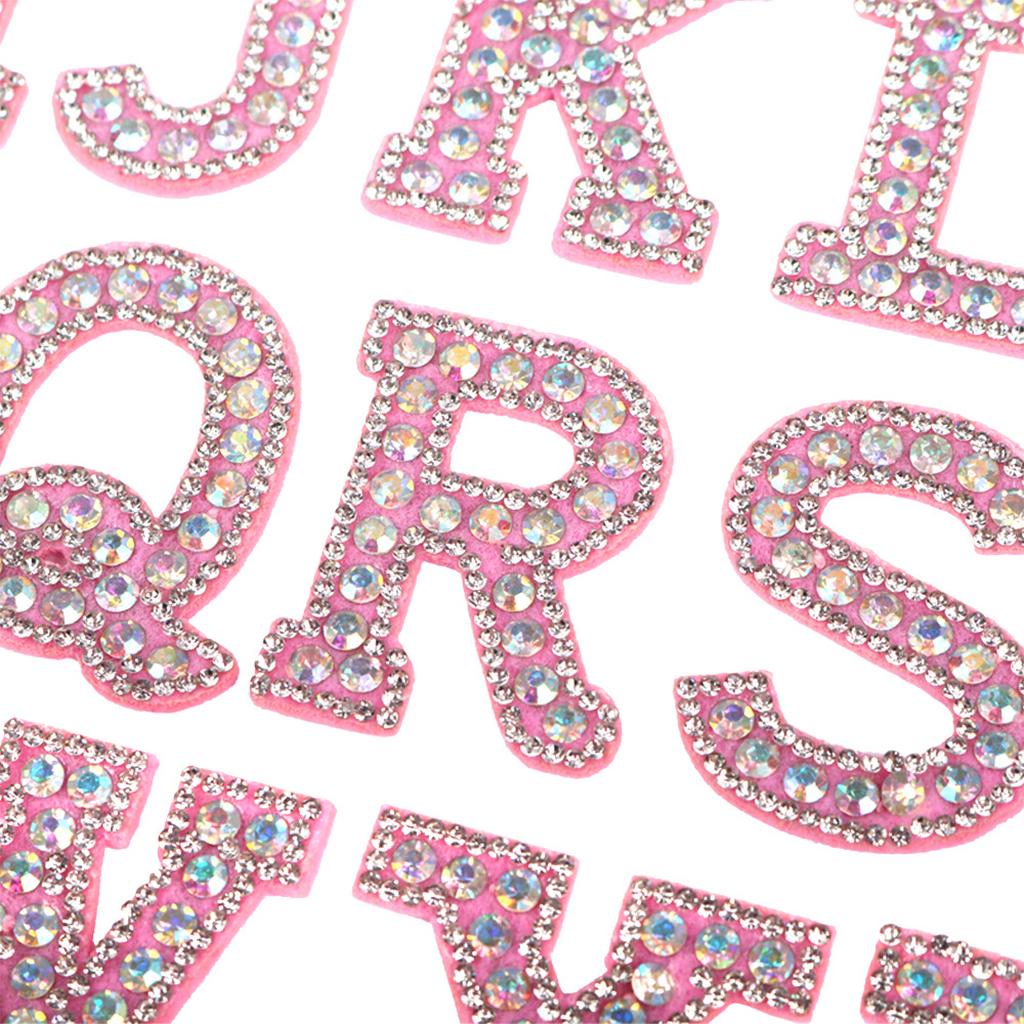 26pcs English Alphabet Patches Sew On Letter Applique for Jeans Pink
