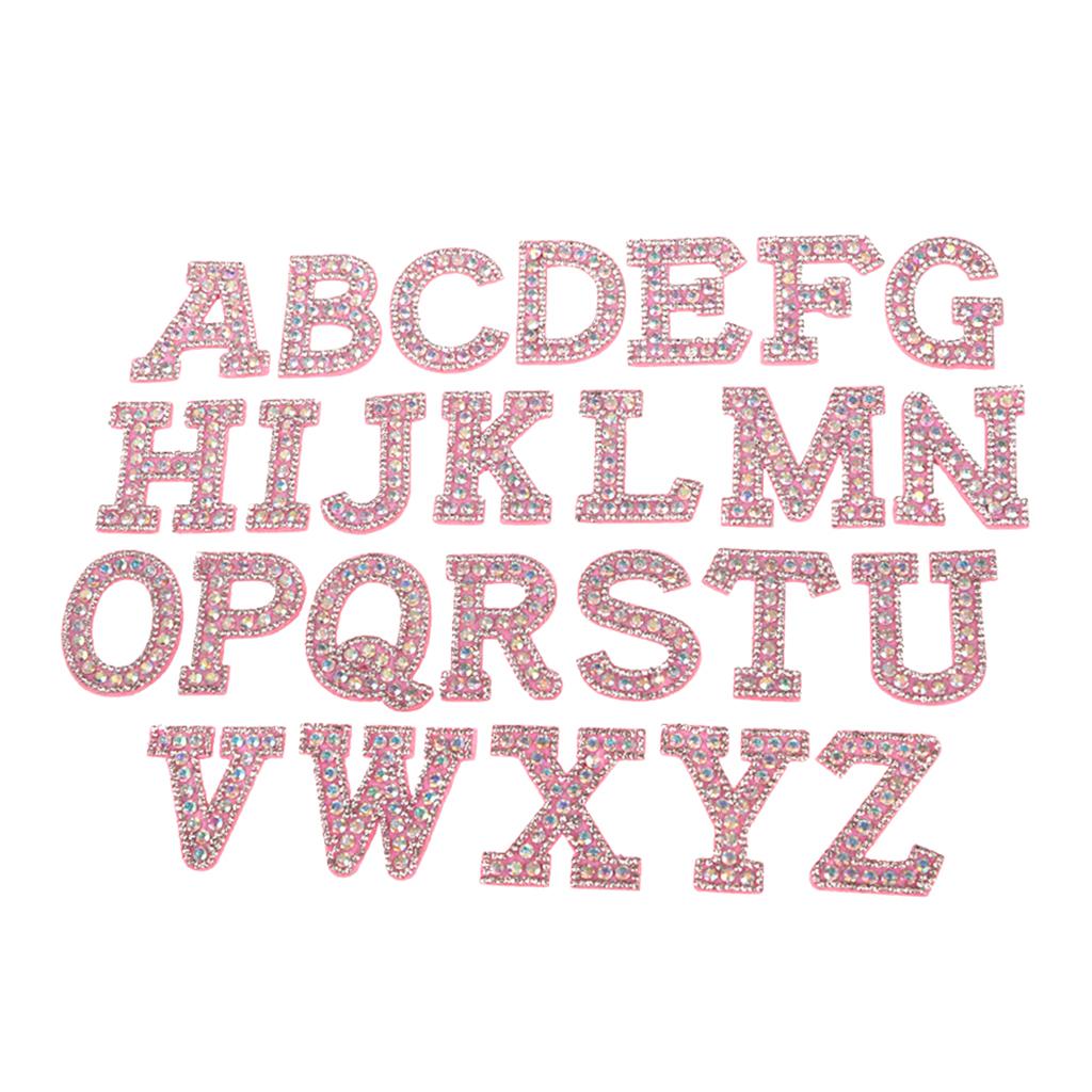 26pcs English Alphabet Patches Sew On Letter Applique for Jeans Pink