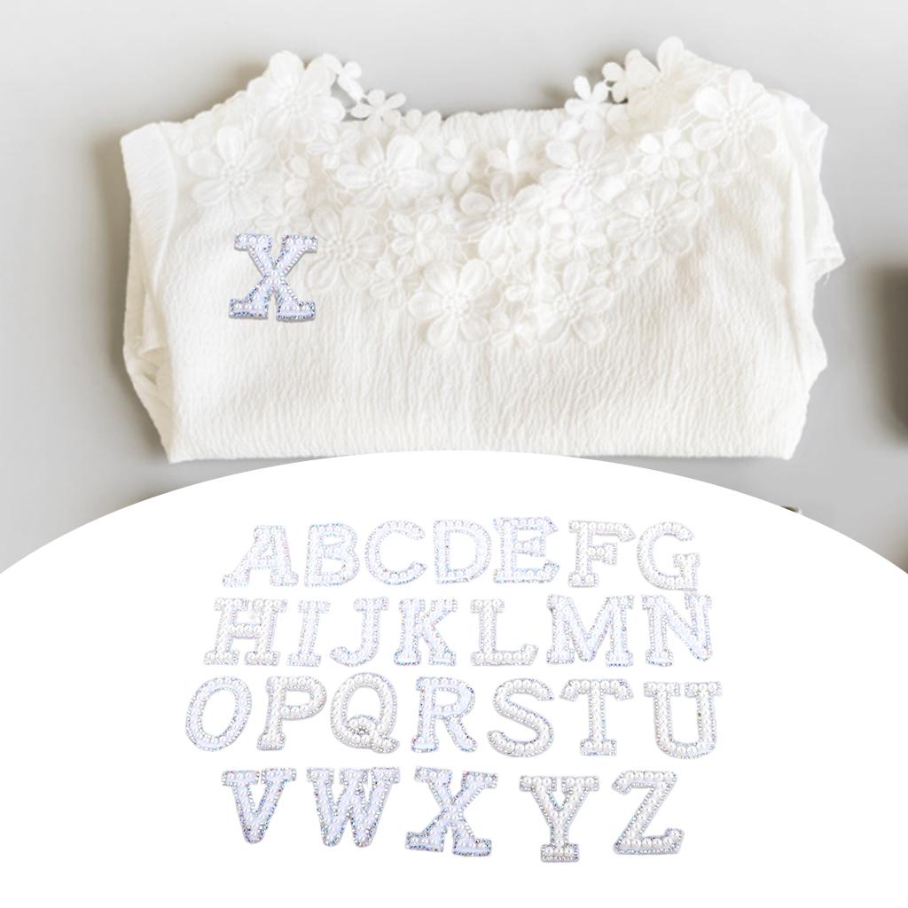 26pcs English Alphabet Patches Sew On Letter Applique for Jeans Pearl
