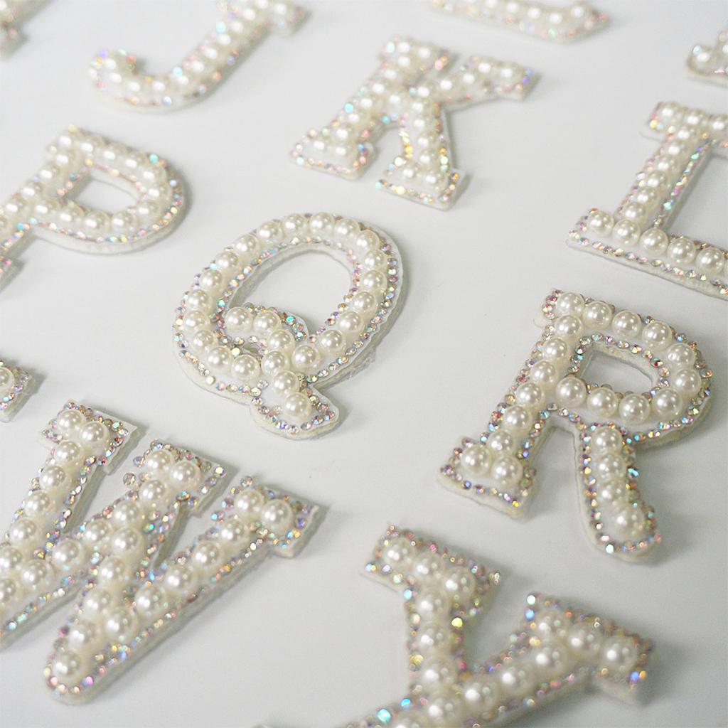 26pcs English Alphabet Patches Sew On Letter Applique for Jeans Pearl