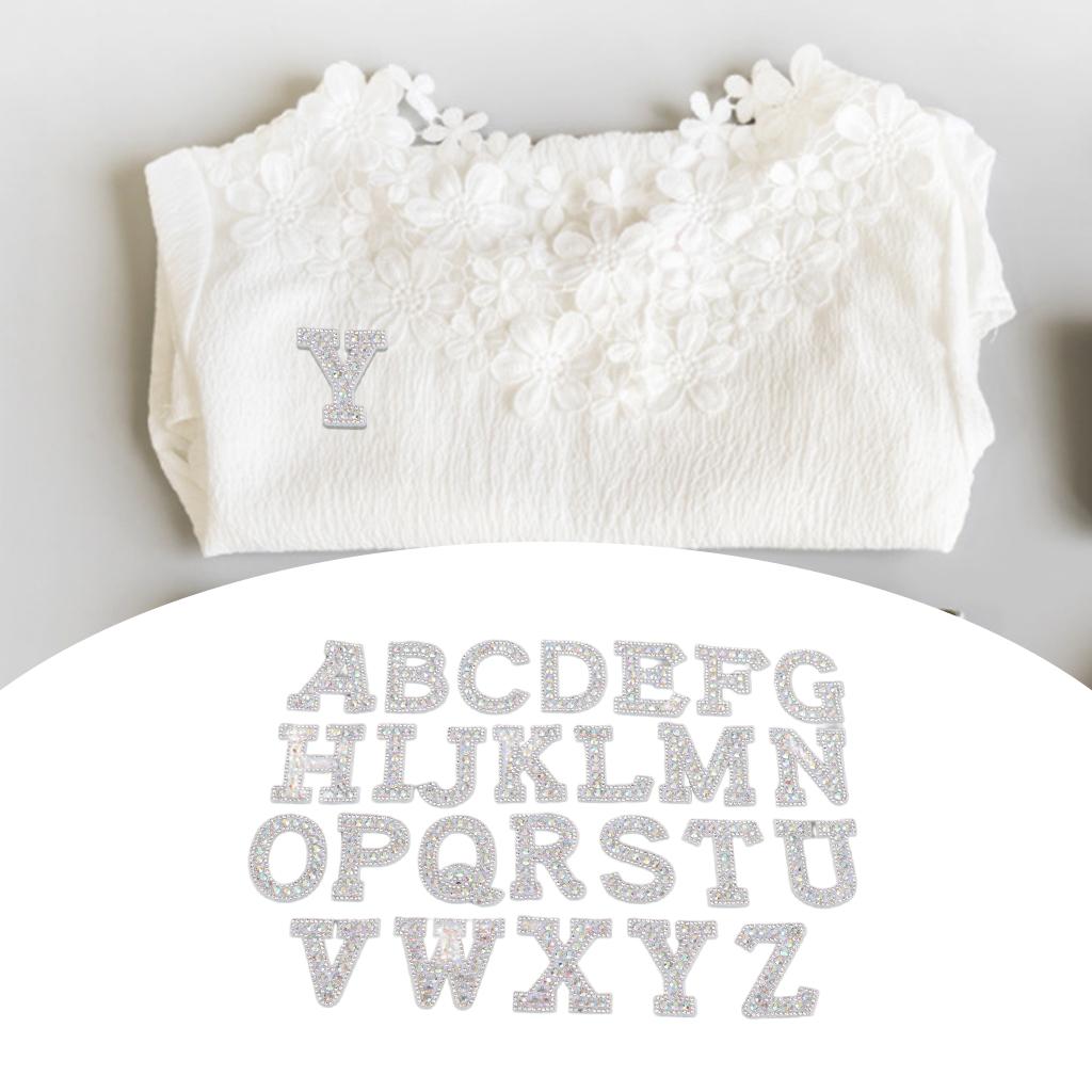 26pcs English Alphabet Patches Sew On Letter Applique for Jeans Rhinestone