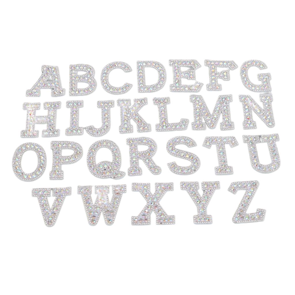 26pcs English Alphabet Patches Sew On Letter Applique for Jeans Rhinestone