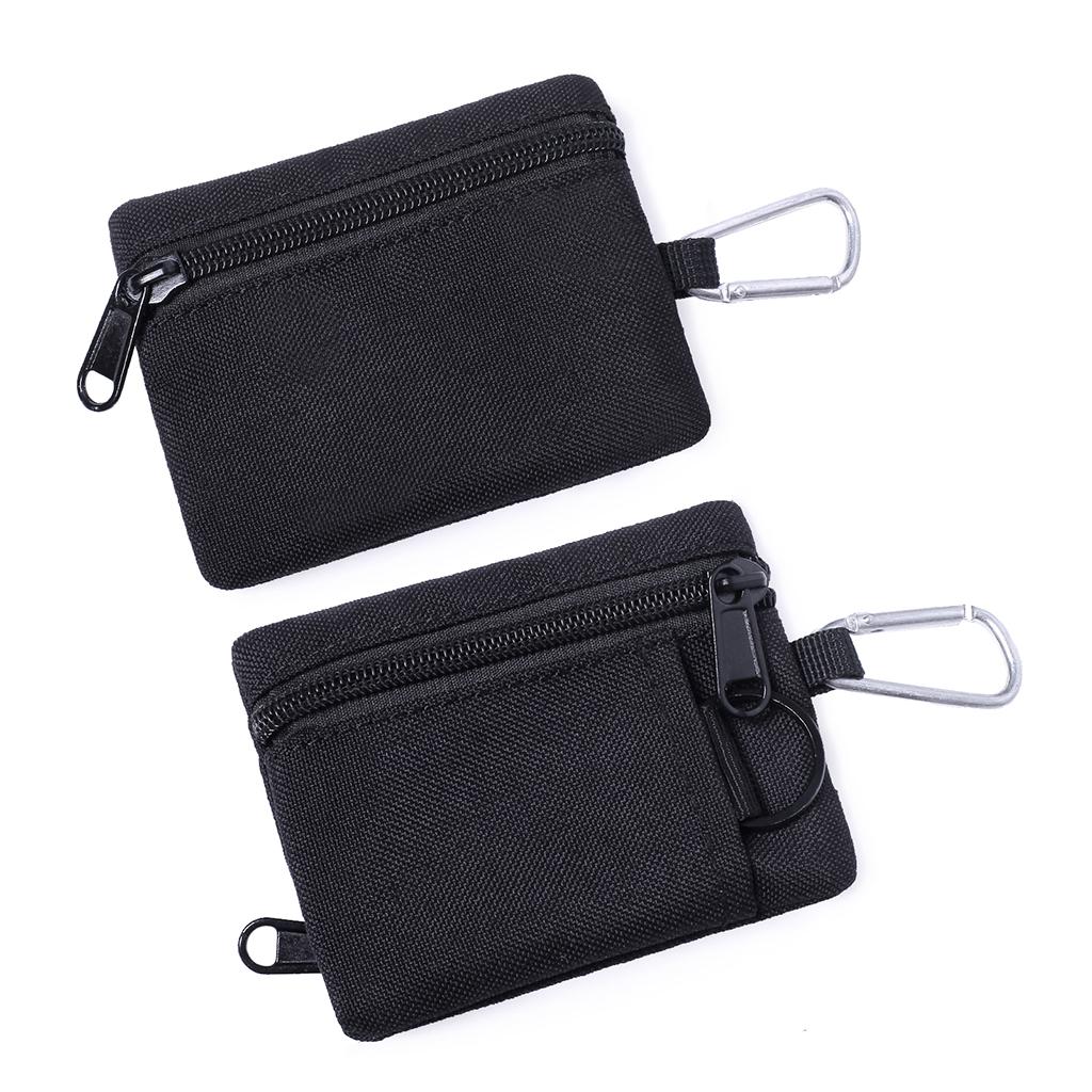 Multi-purpose Money Wallet Bag Change Purse Key Pouch with Zipper Minimalist Black