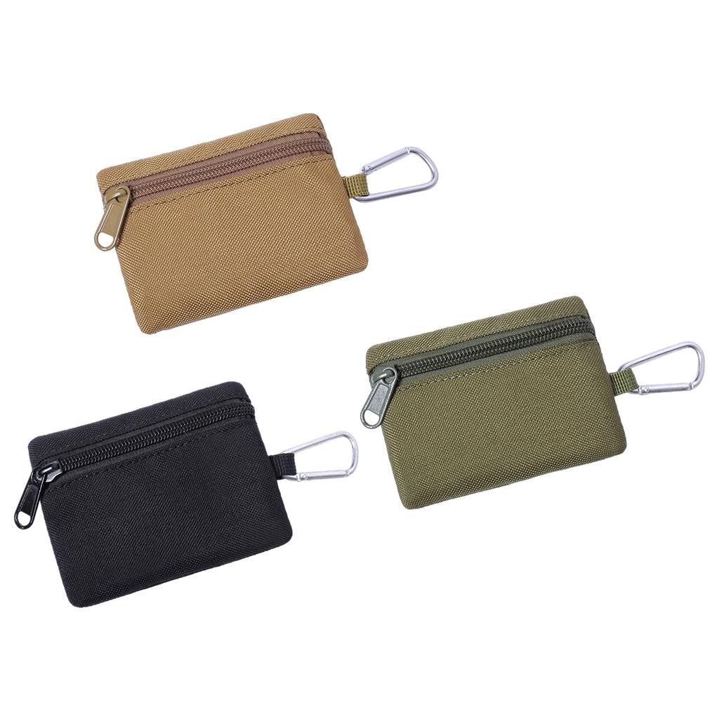 Multi-purpose Money Wallet Bag Change Purse Key Pouch with Zipper Minimalist Black