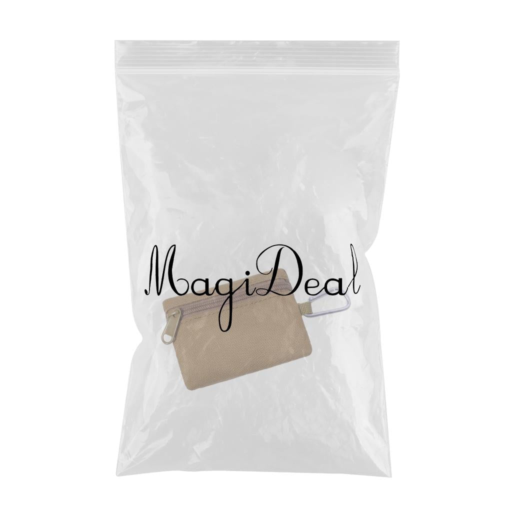 Multi-purpose Money Wallet Bag Change Purse Key Pouch with Zipper Minimalist Brown
