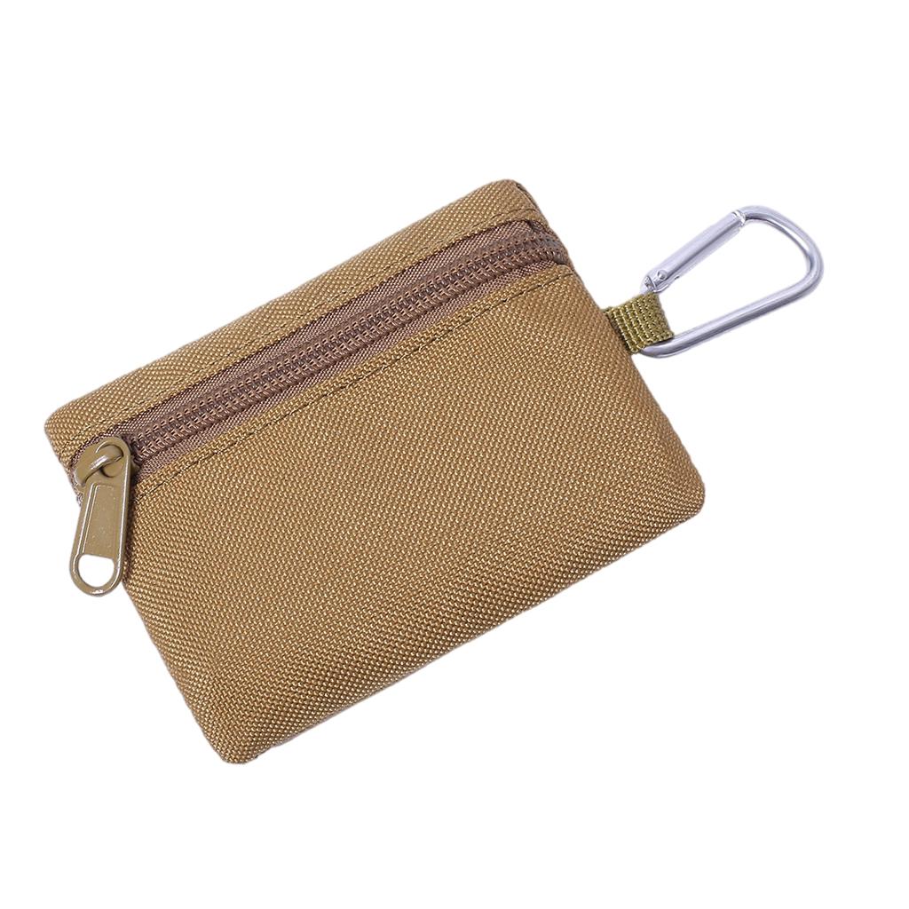 Multi-purpose Money Wallet Bag Change Purse Key Pouch with Zipper Minimalist Brown