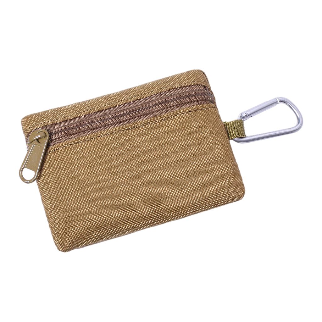 Multi-purpose Money Wallet Bag Change Purse Key Pouch with Zipper Minimalist Brown