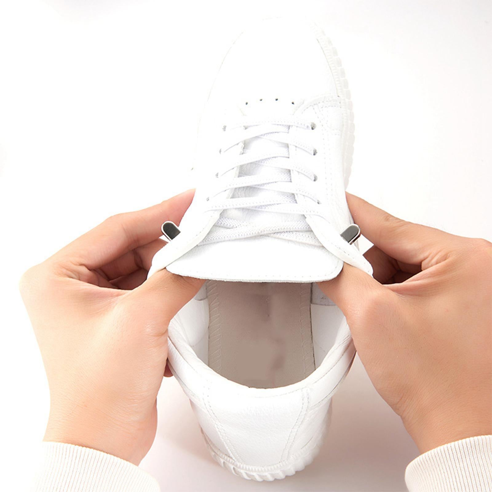 No Tie Elastic Lock Lace System Lock Shoe Laces Shoelaces Kids Older White