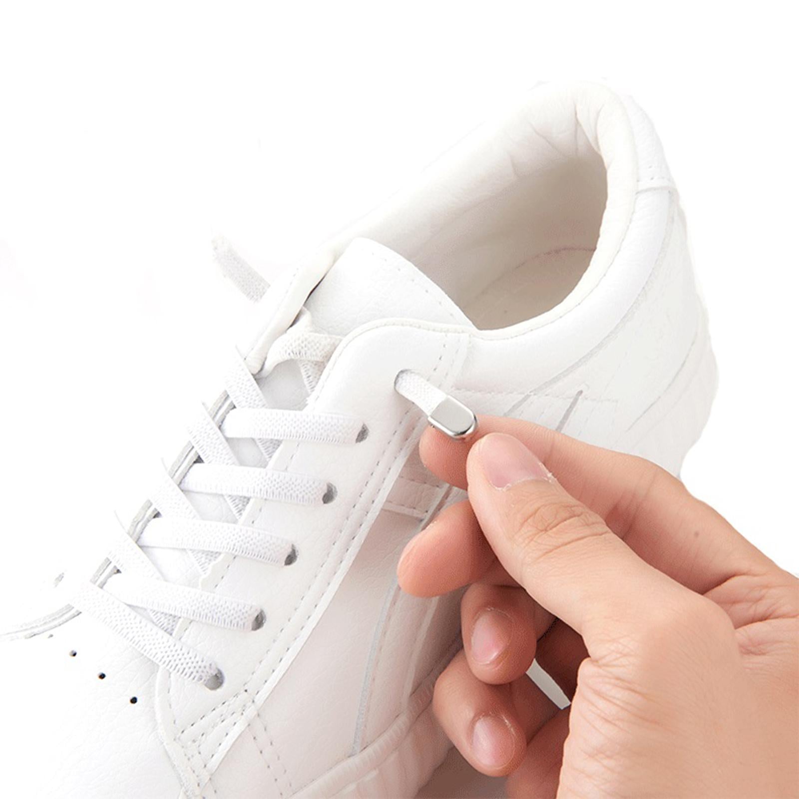 No Tie Elastic Lock Lace System Lock Shoe Laces Shoelaces Kids Older White