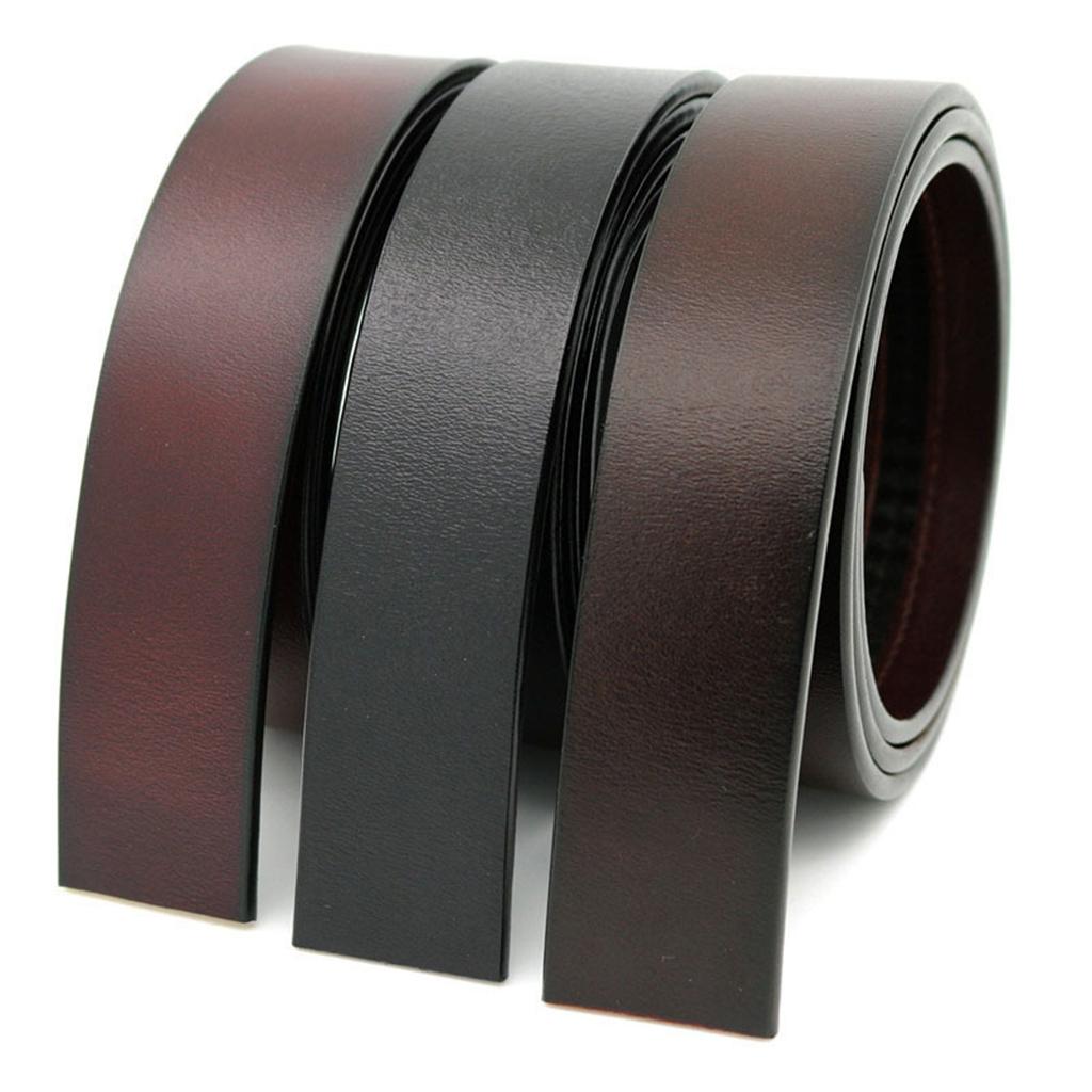 Vintage Leather Strap Automatic Buckle No Buckle Casual Dress Belt for Mens Brown
