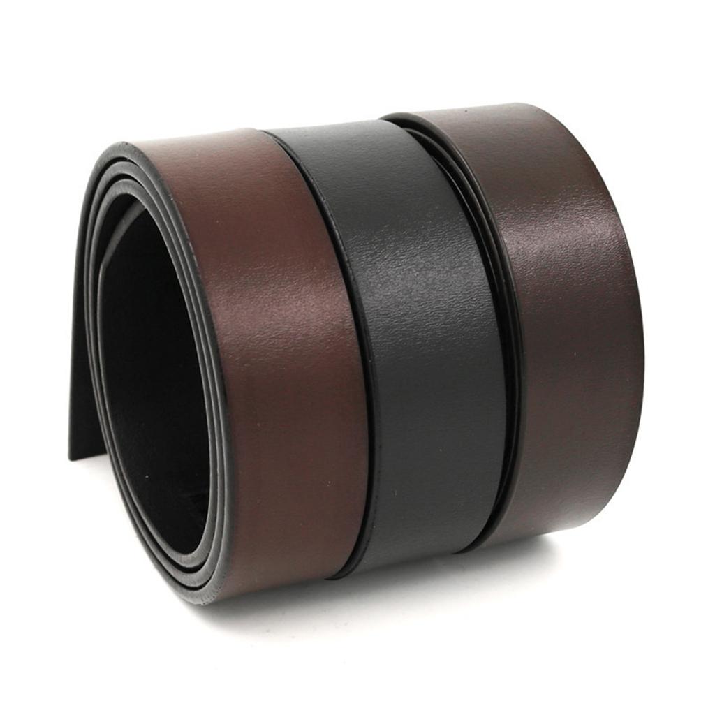 Vintage Leather Strap Automatic Buckle No Buckle Casual Dress Belt for Mens Brown