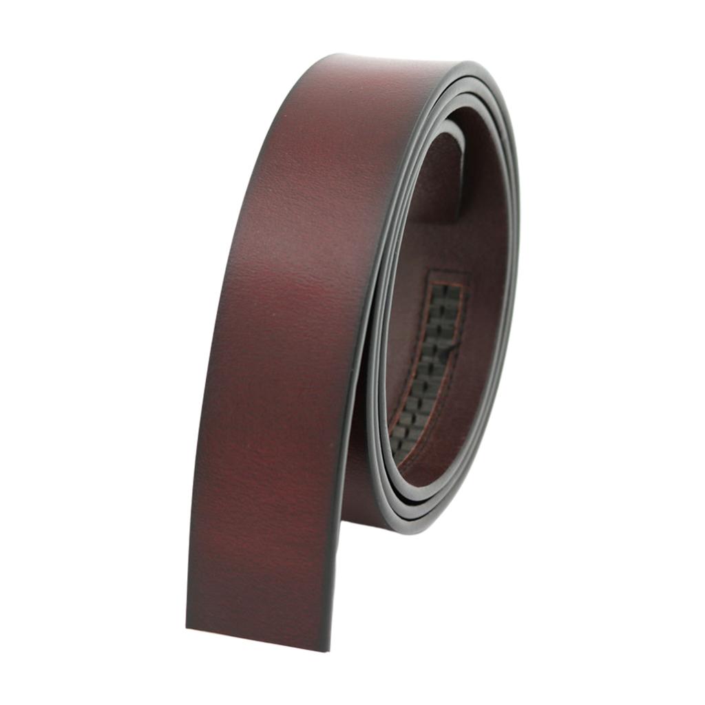 Vintage Leather Strap Automatic Buckle No Buckle Casual Dress Belt for Mens Red Brown