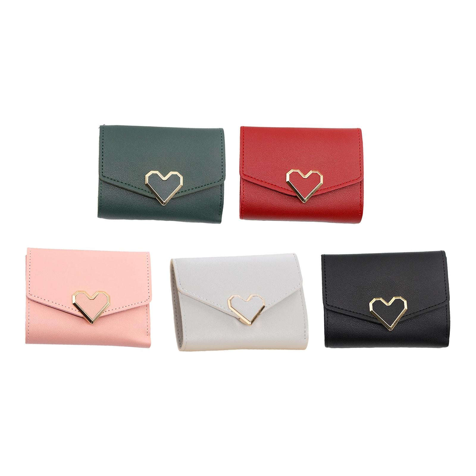 Women Small Wallet Mini Purse Bifold Leather Short Card Holder Handbag Red