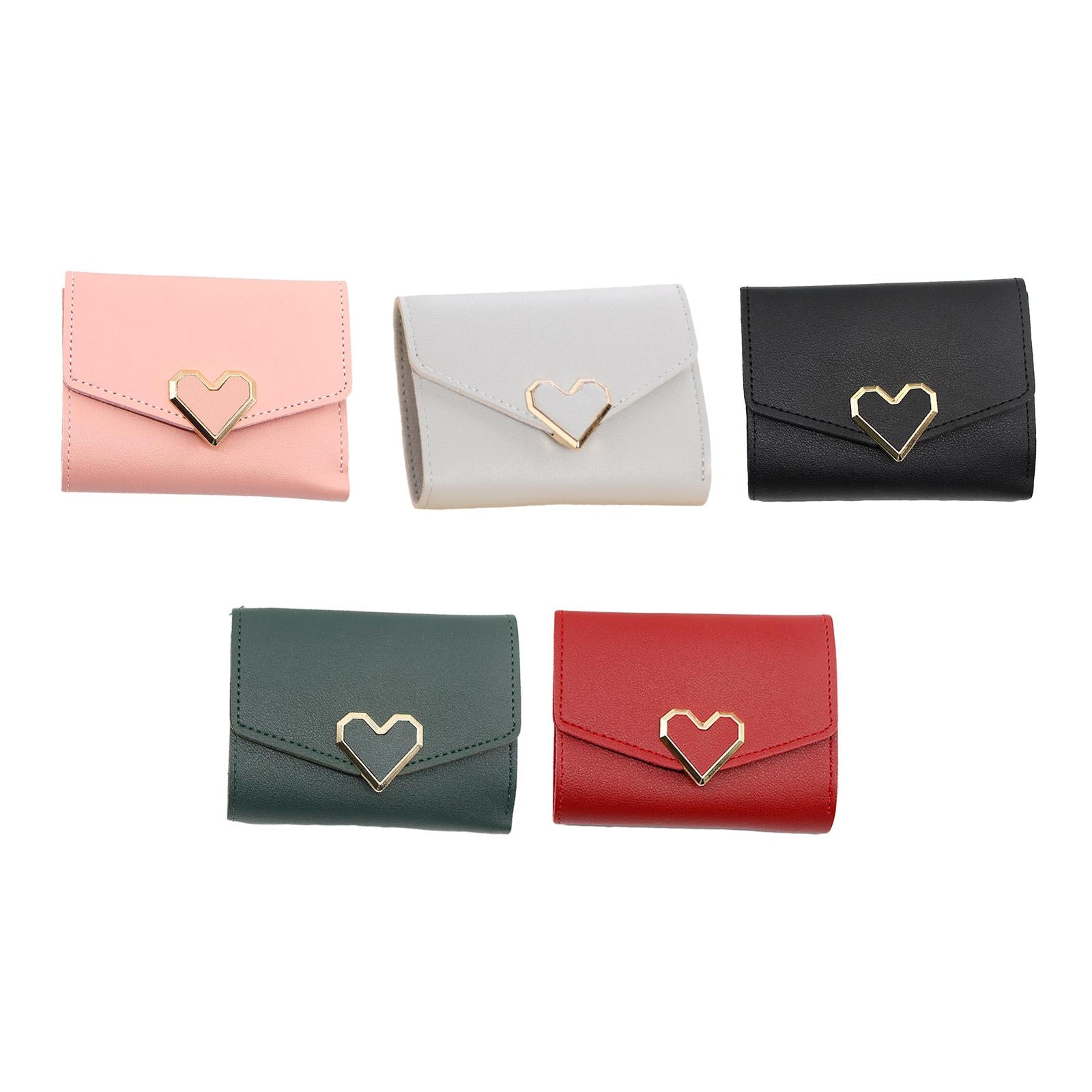 Women Small Wallet Mini Purse Bifold Leather Short Card Holder Handbag Red