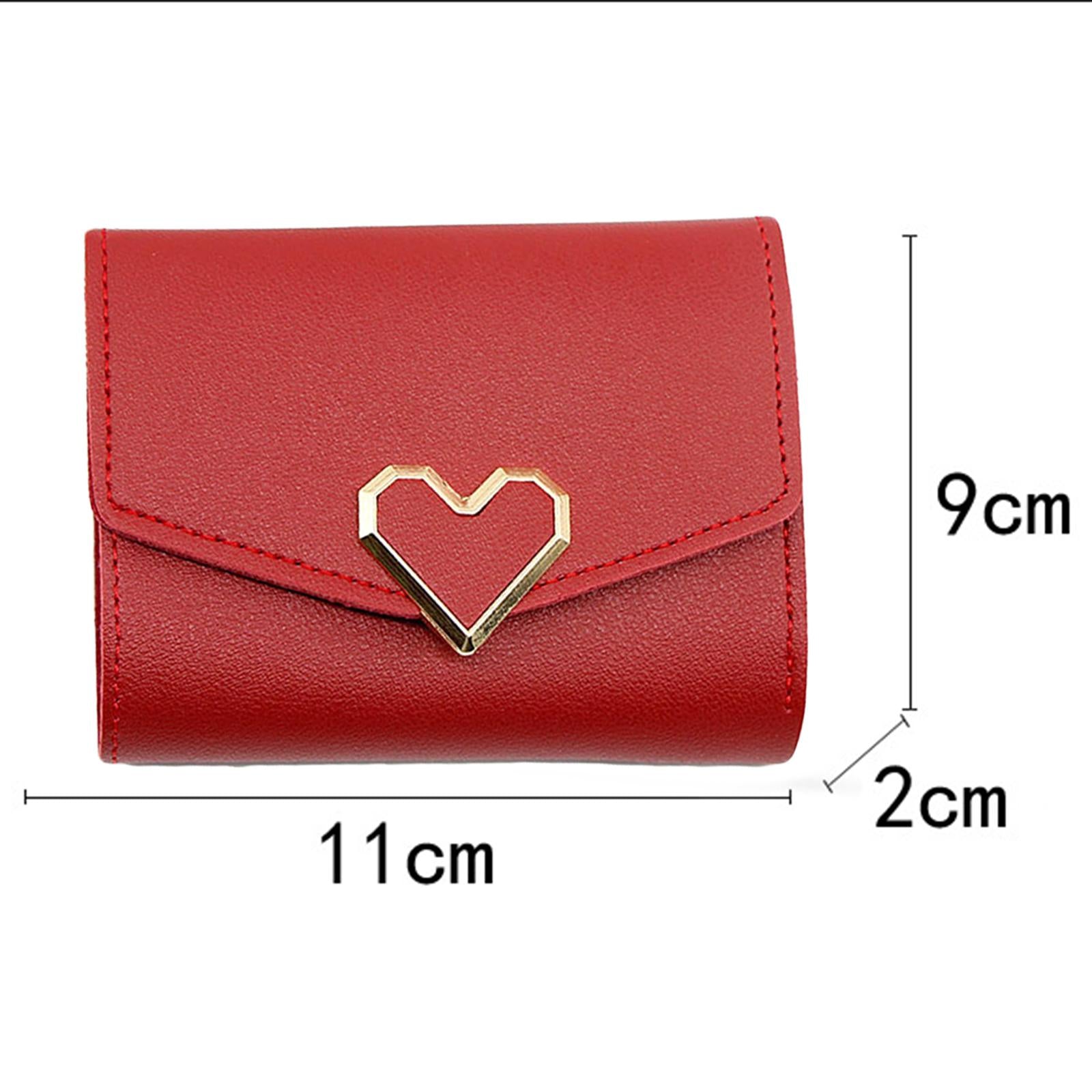 Women Small Wallet Mini Purse Bifold Leather Short Card Holder Handbag Red