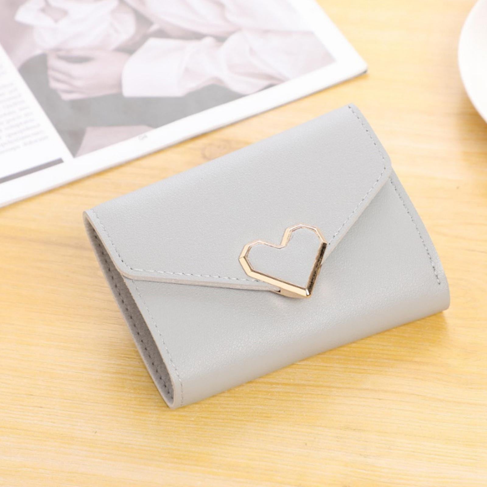 Women Small Wallet Mini Purse Bifold Leather Short Card Holder Handbag Gray