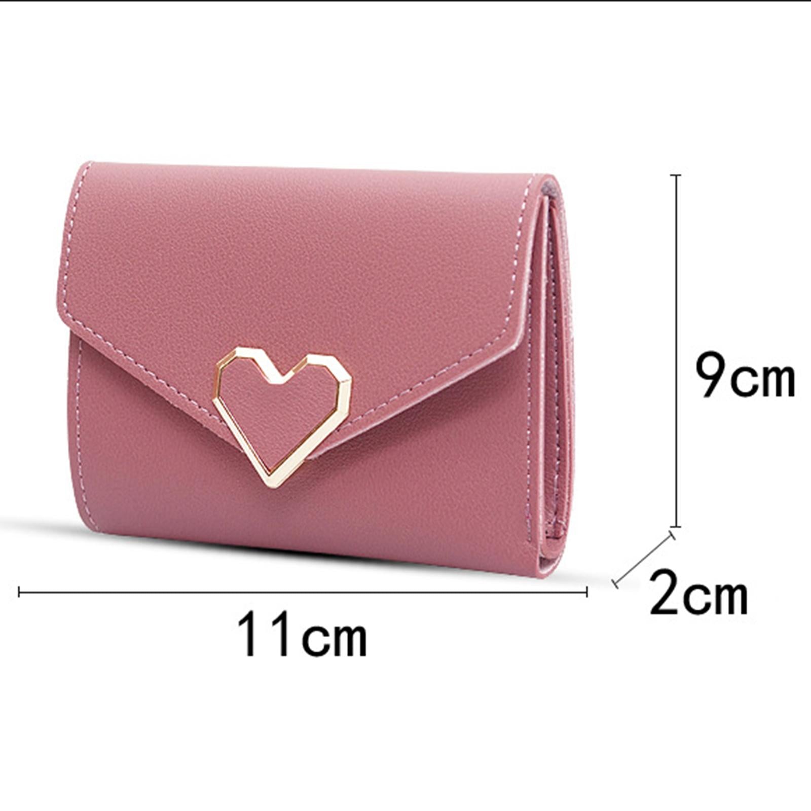 Women Small Wallet Mini Purse Bifold Leather Short Card Holder Handbag Pink