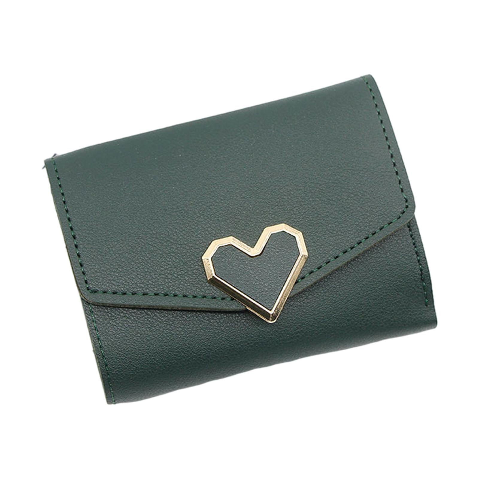 Women Small Wallet Mini Purse Bifold Leather Short Card Holder Handbag Green