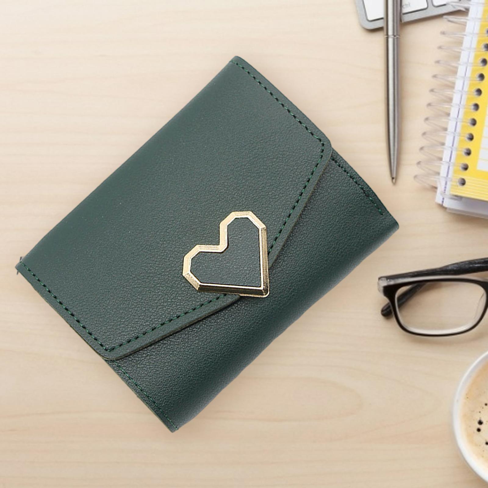 Women Small Wallet Mini Purse Bifold Leather Short Card Holder Handbag Green