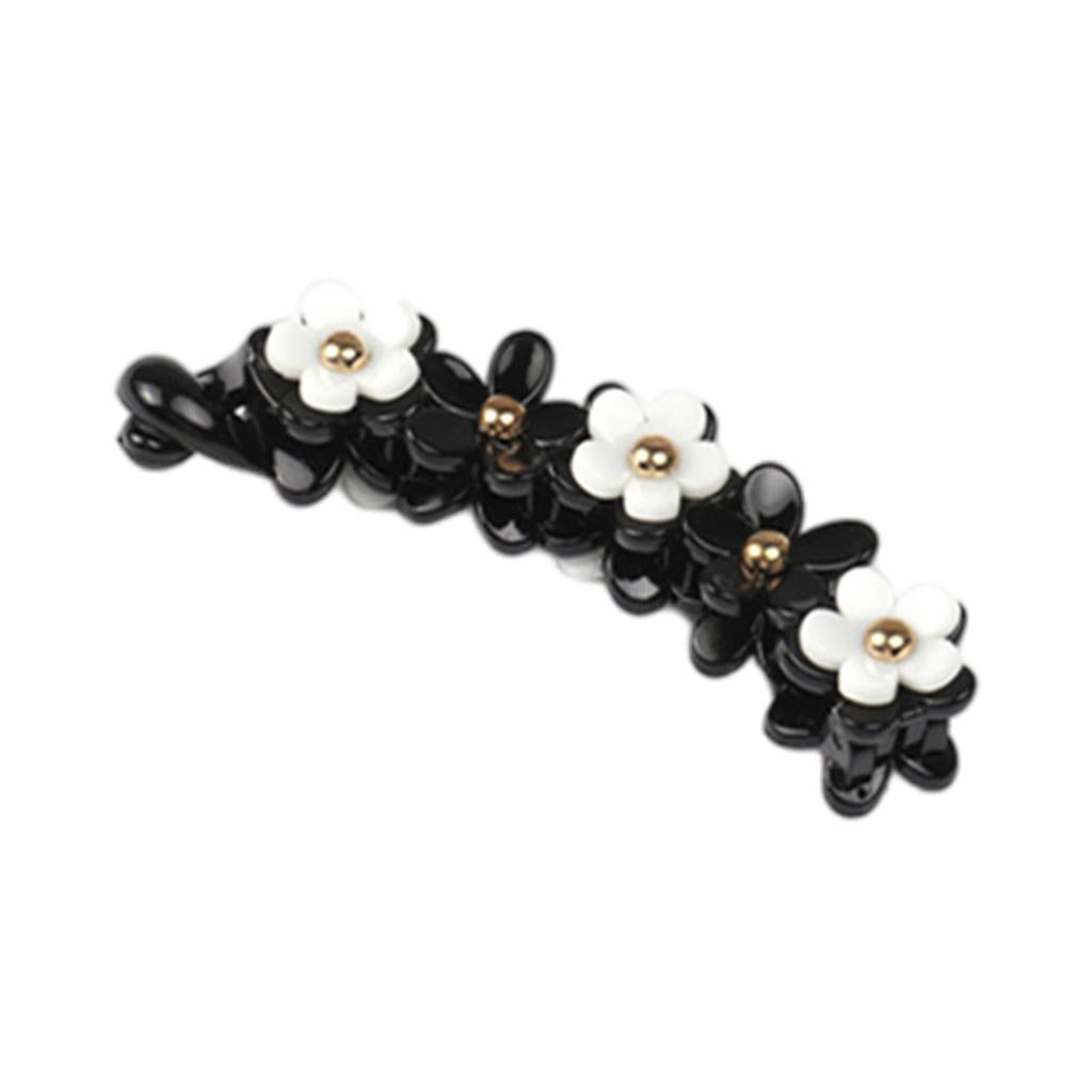 Girls Fashion Black White Petals Hair Clip Duckbill Hairpin Headwear Style 2