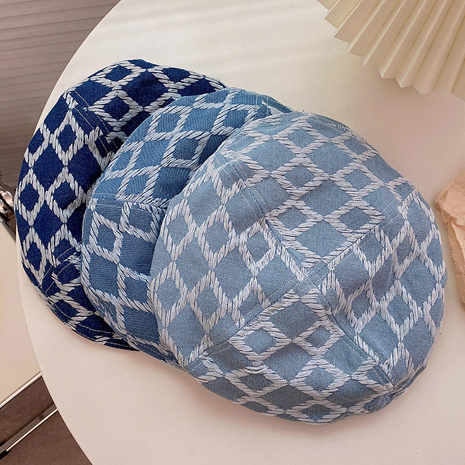 Women Beret Hat Classic Sunshade French Style Peaked Beanie Light Blue