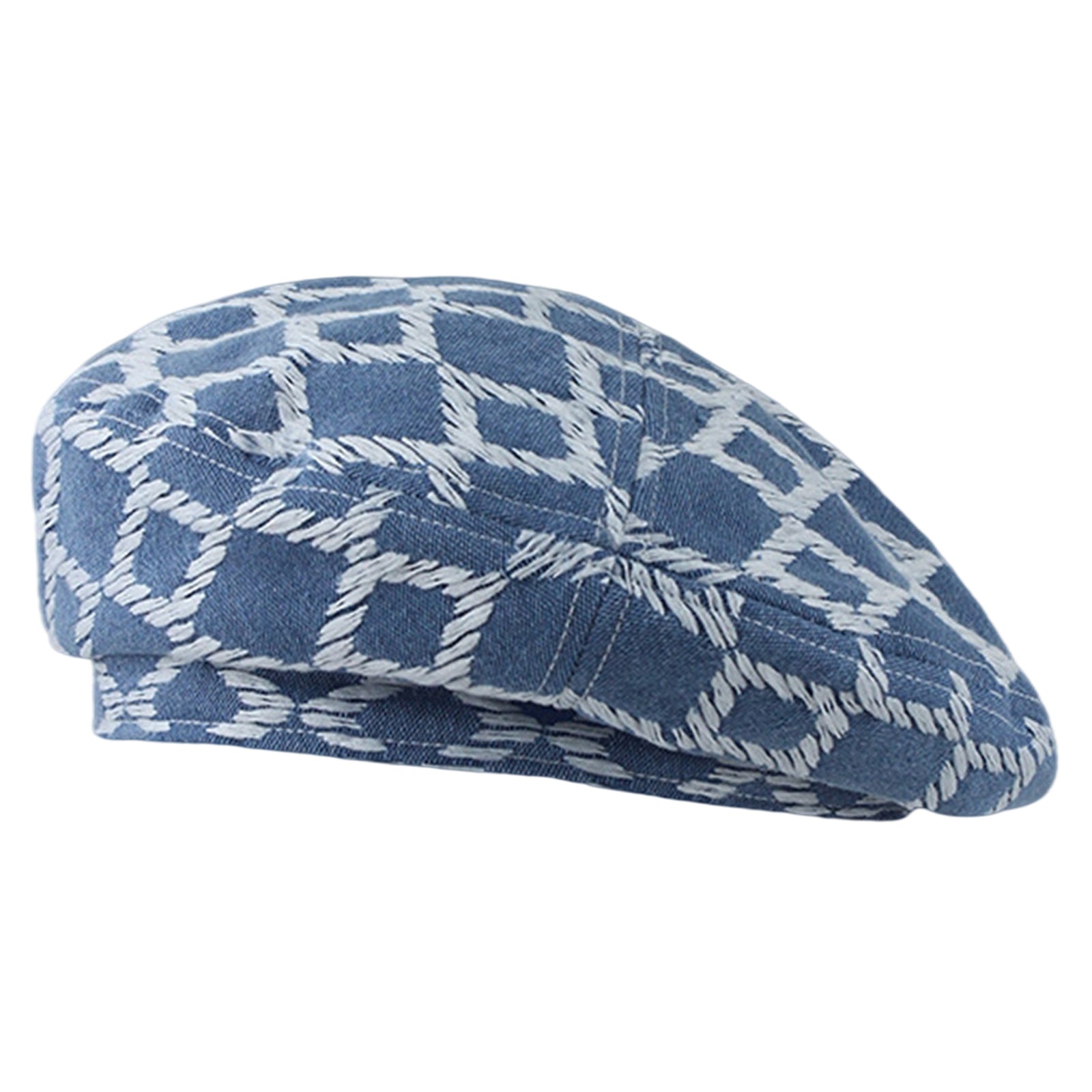 Women Beret Hat Classic Sunshade French Style Peaked Beanie Medium Blue