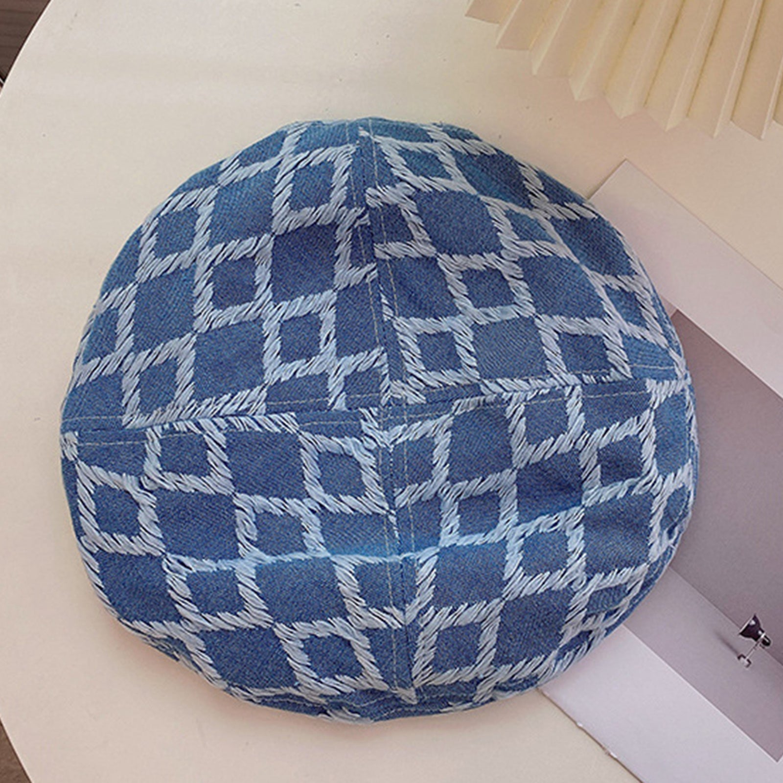 Women Beret Hat Classic Sunshade French Style Peaked Beanie Medium Blue