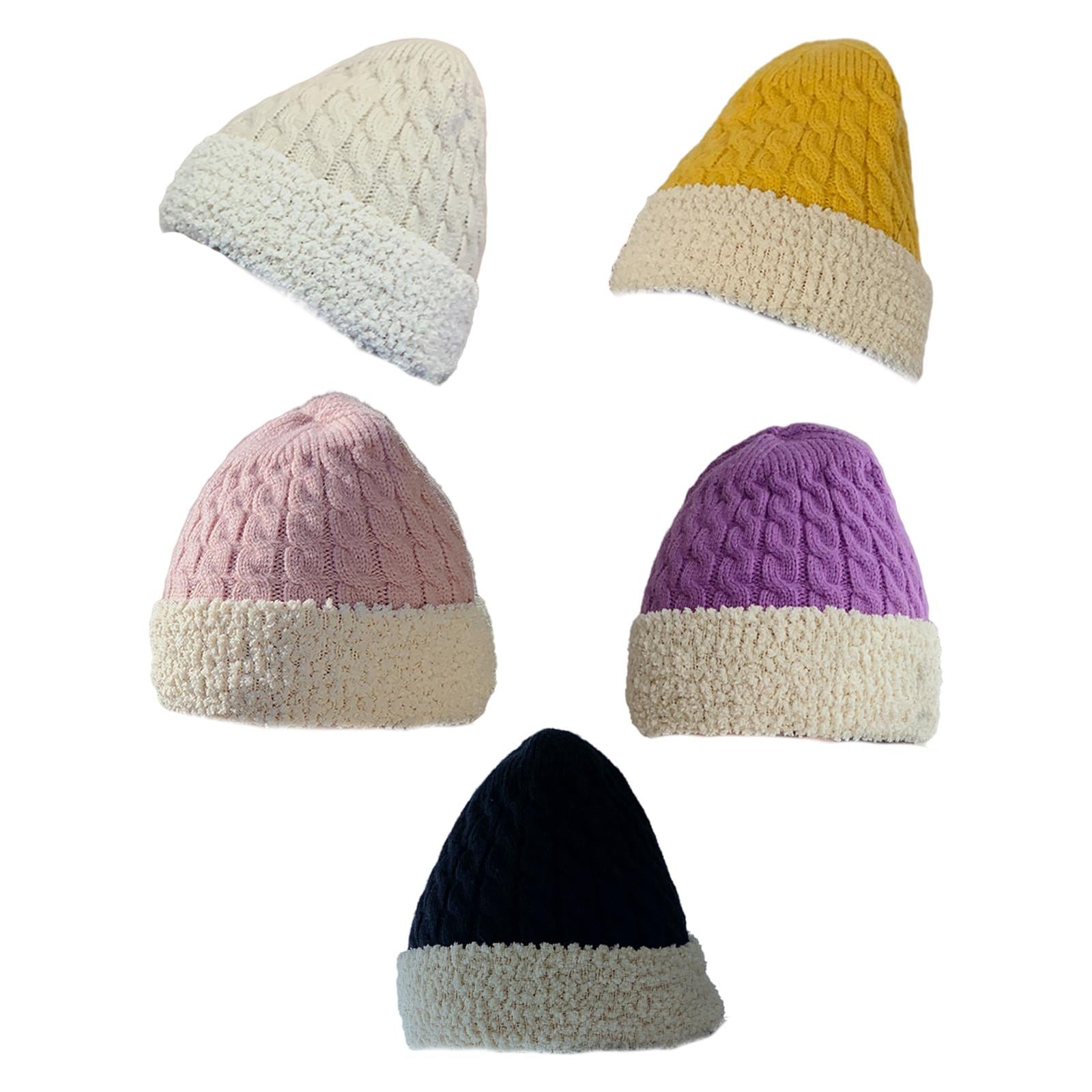 Women Knitted Beanie Winter Fashion Thermal Hats Outdoor Gadget Yellow