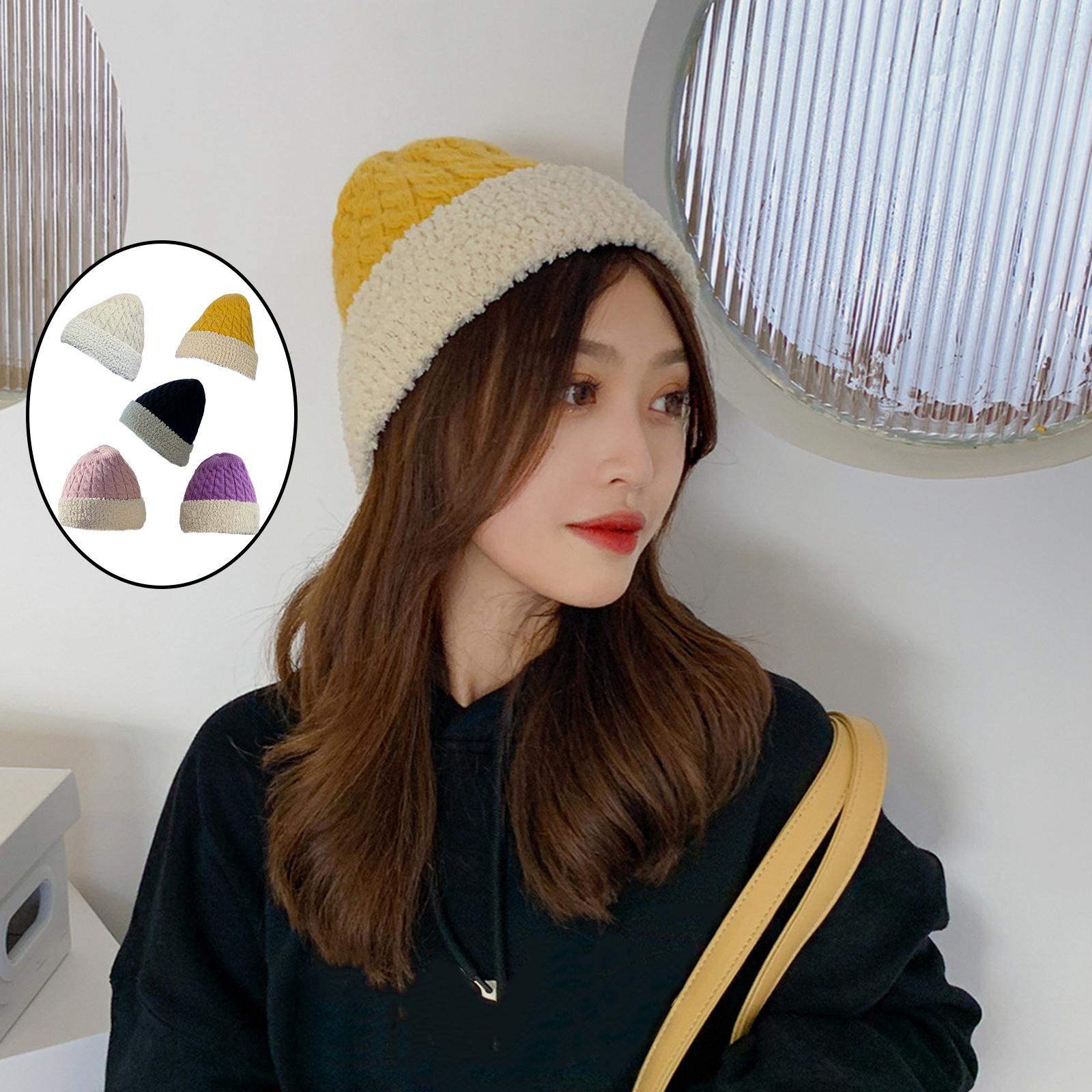 Women Knitted Beanie Winter Fashion Thermal Hats Outdoor Gadget Yellow