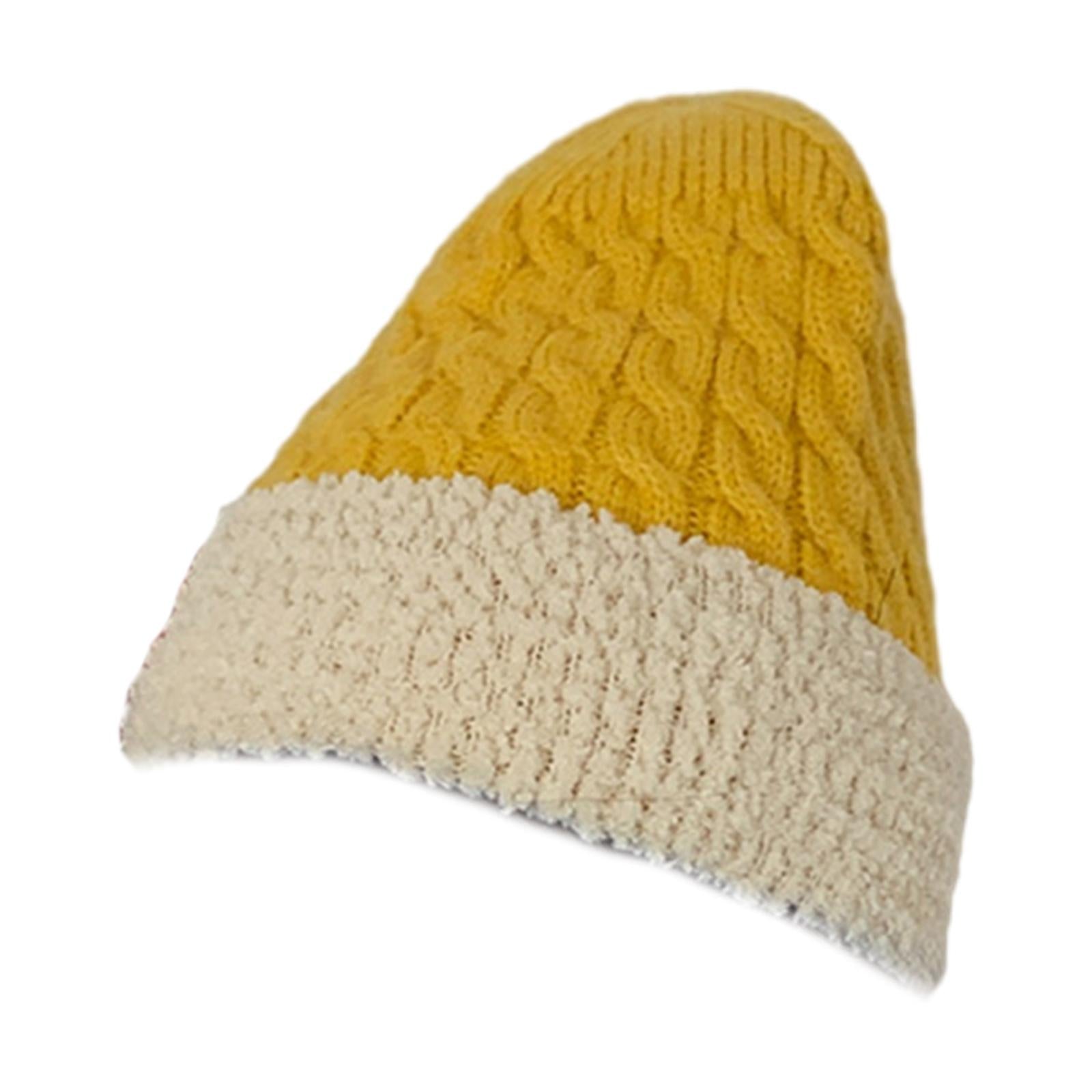 Women Knitted Beanie Winter Fashion Thermal Hats Outdoor Gadget Yellow
