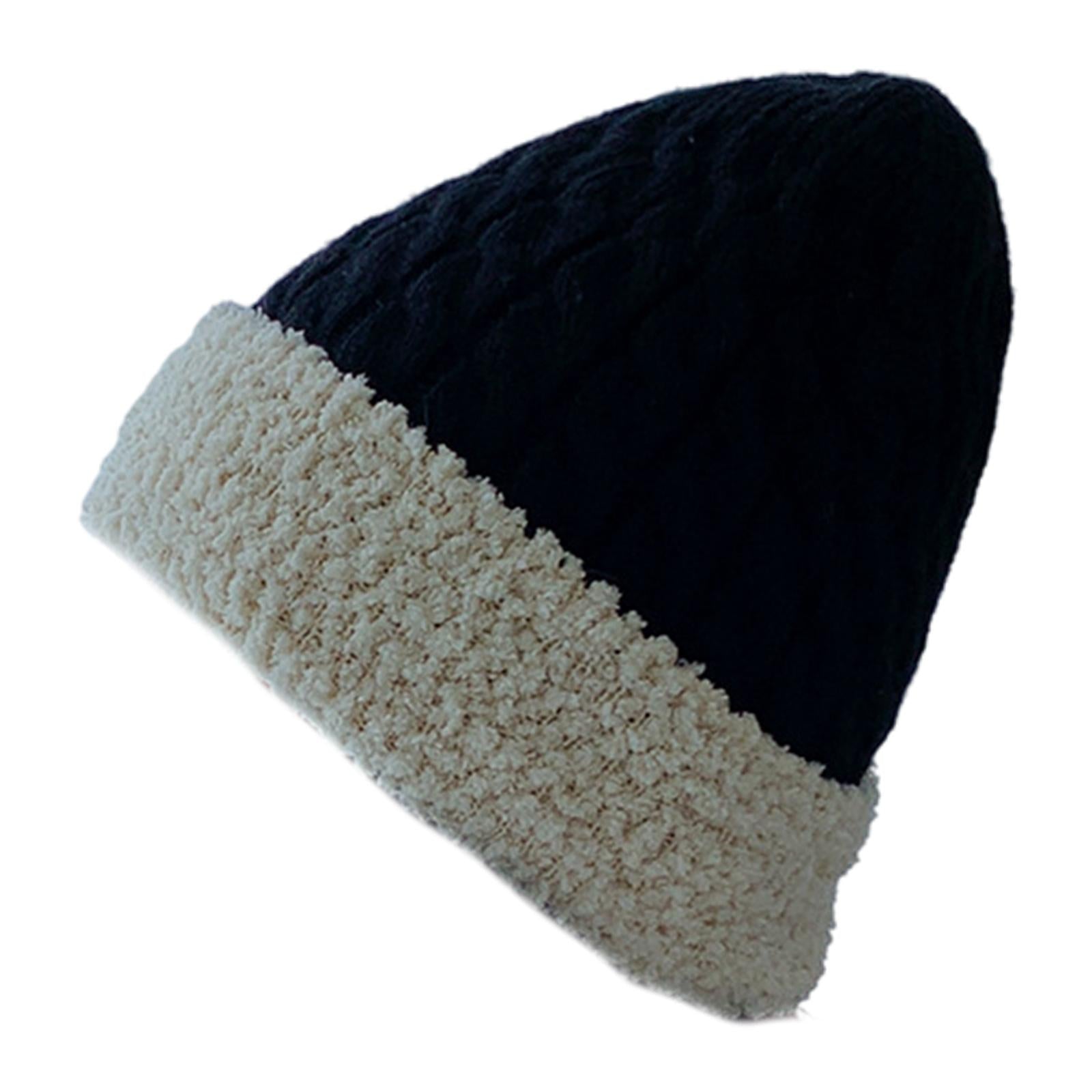Women Knitted Beanie Winter Fashion Thermal Hats Outdoor Gadget  Black