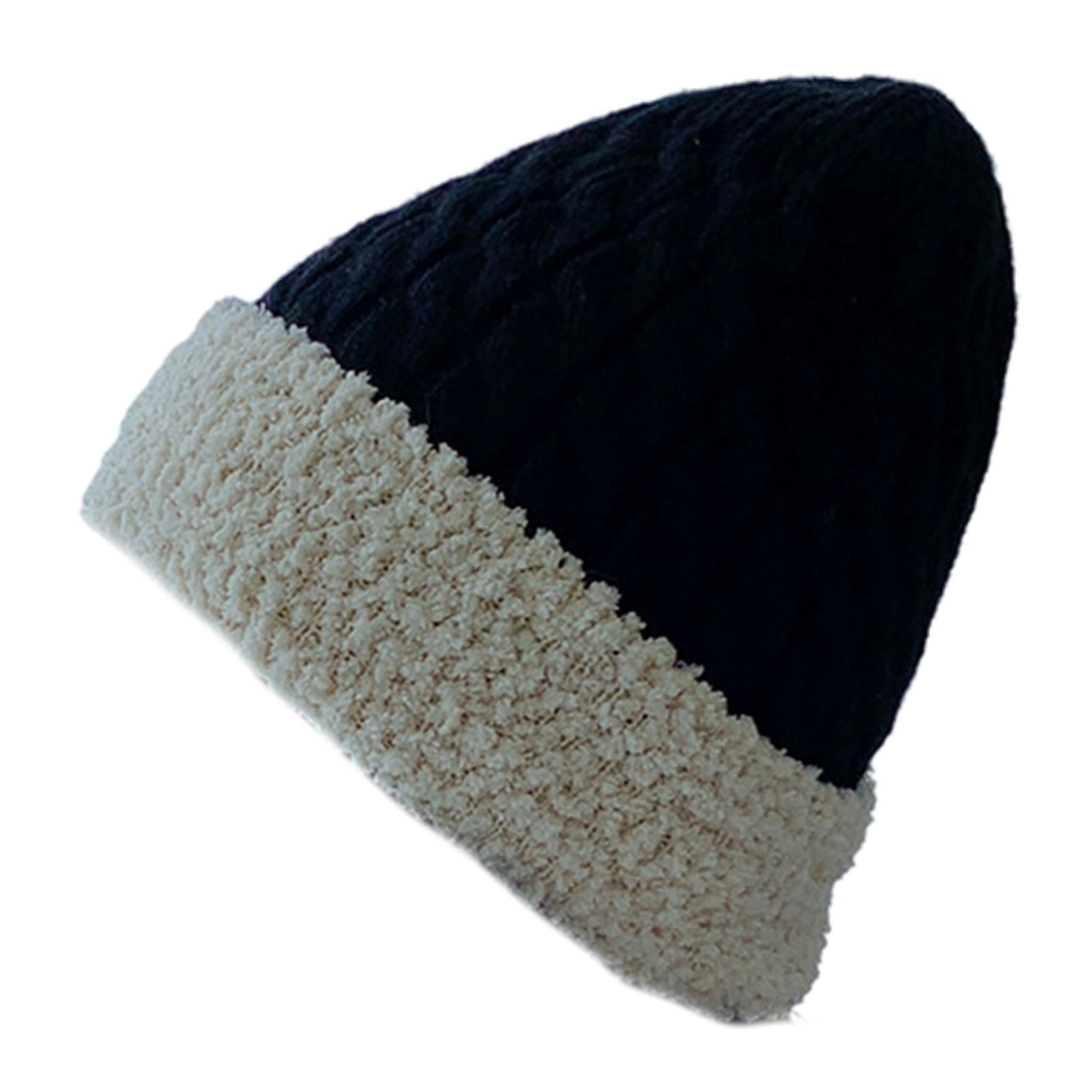 Women Knitted Beanie Winter Fashion Thermal Hats Outdoor Gadget  Black
