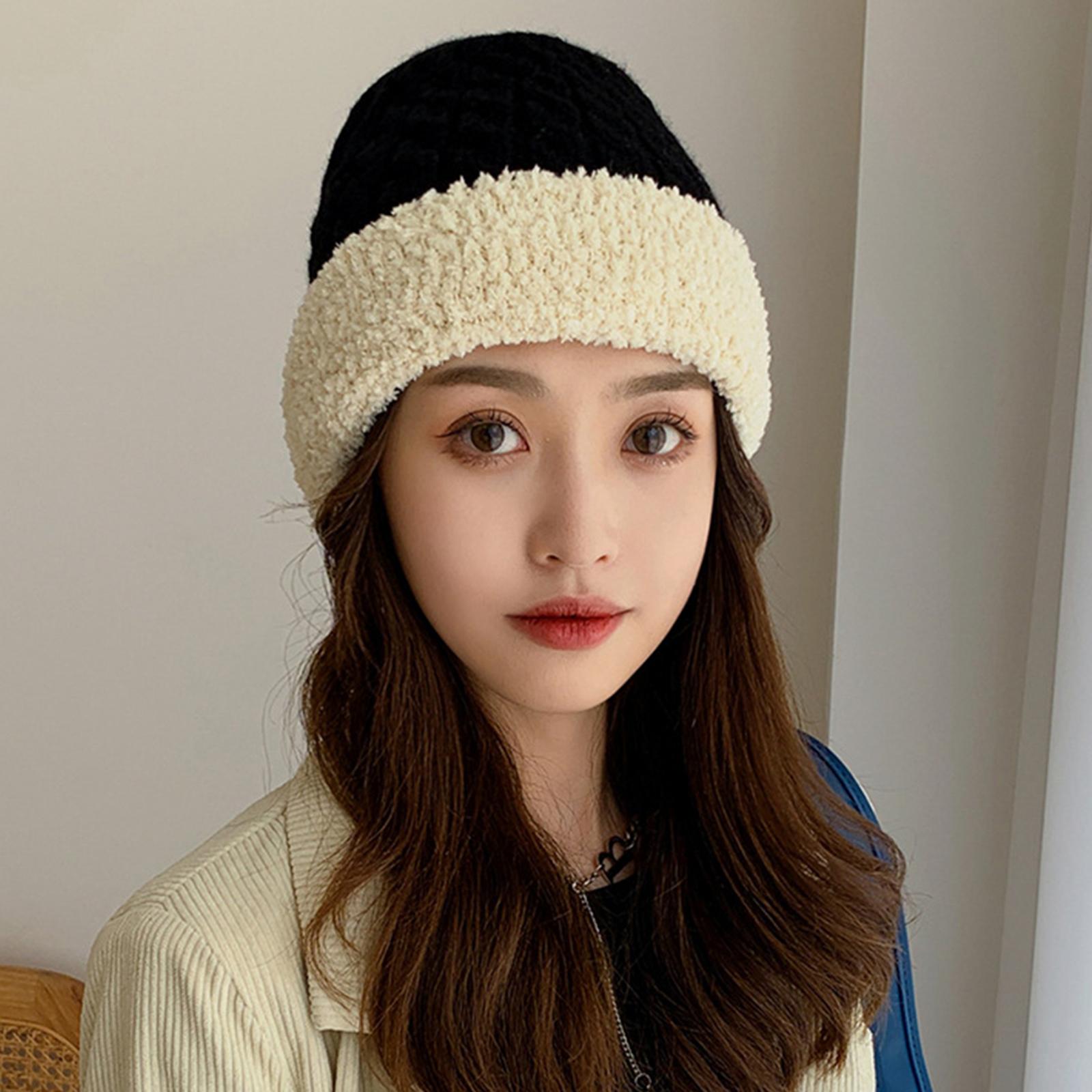 Women Knitted Beanie Winter Fashion Thermal Hats Outdoor Gadget  Black