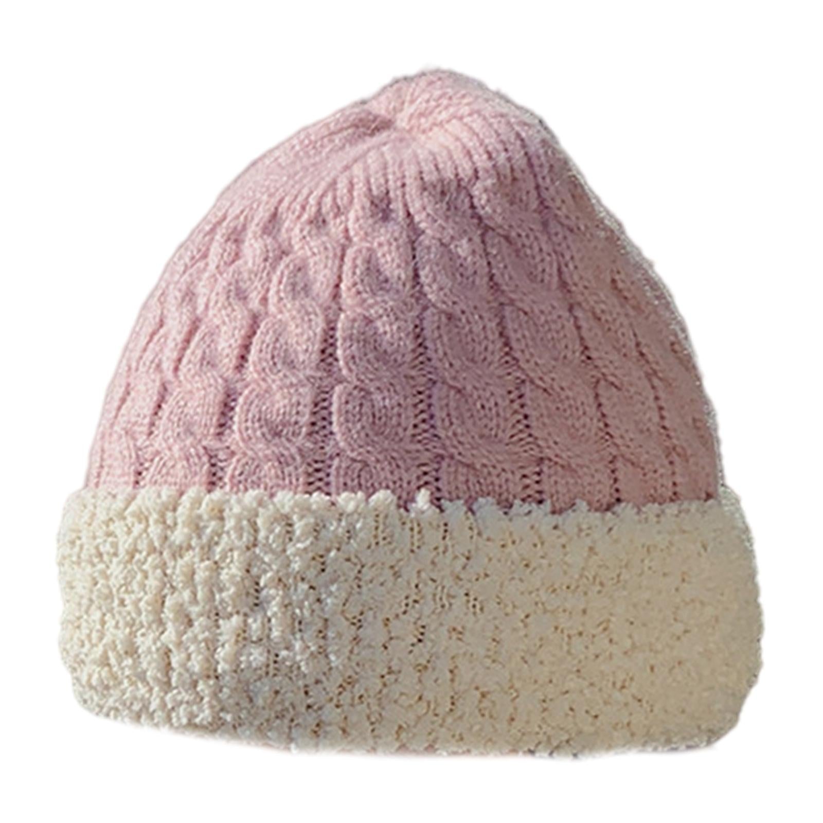 Women Knitted Beanie Winter Fashion Thermal Hats Outdoor Gadget Pink