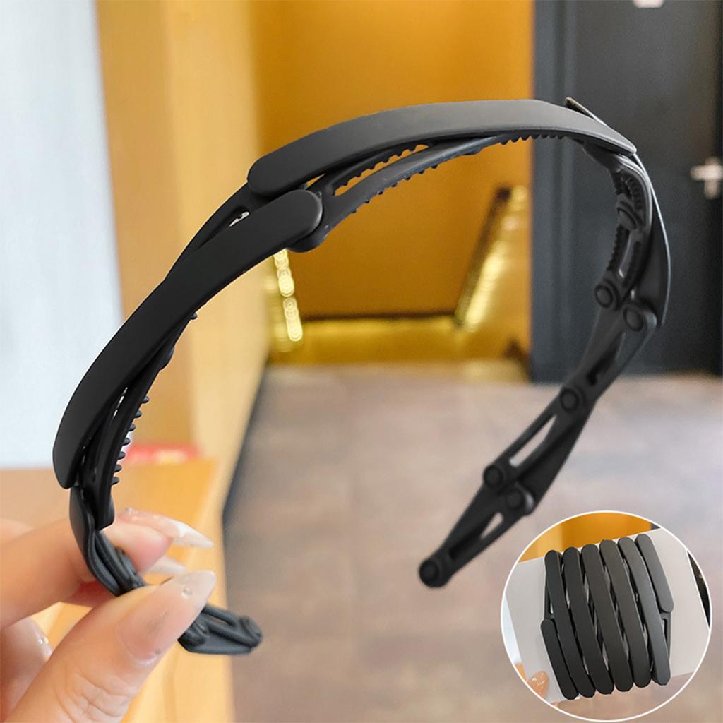 Retractable Hair Band Fashion Folding No Slip Headband for Men Women Black