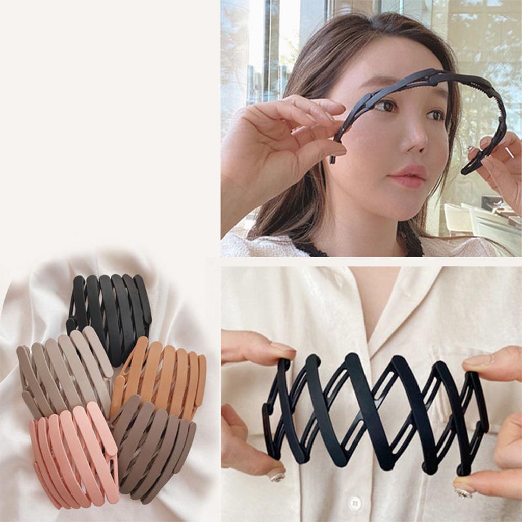 Retractable Hair Band Fashion Folding No Slip Headband for Men Women Black